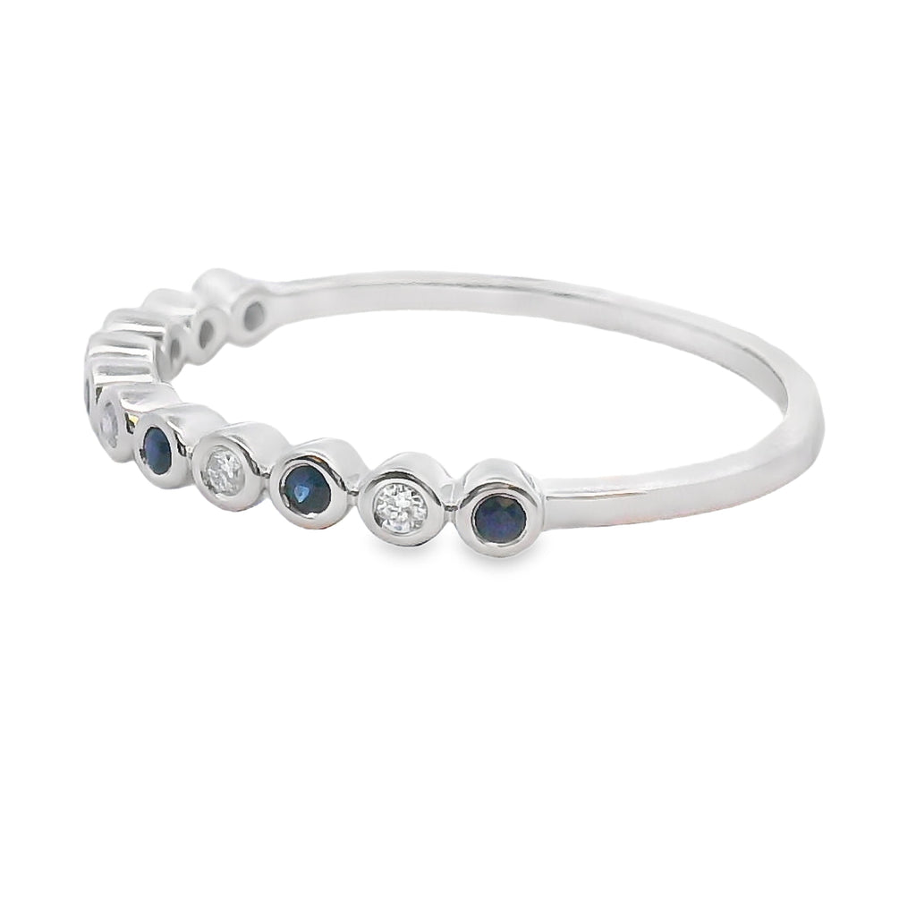 Sapphire Diamond stackable band set 14KT White Gold