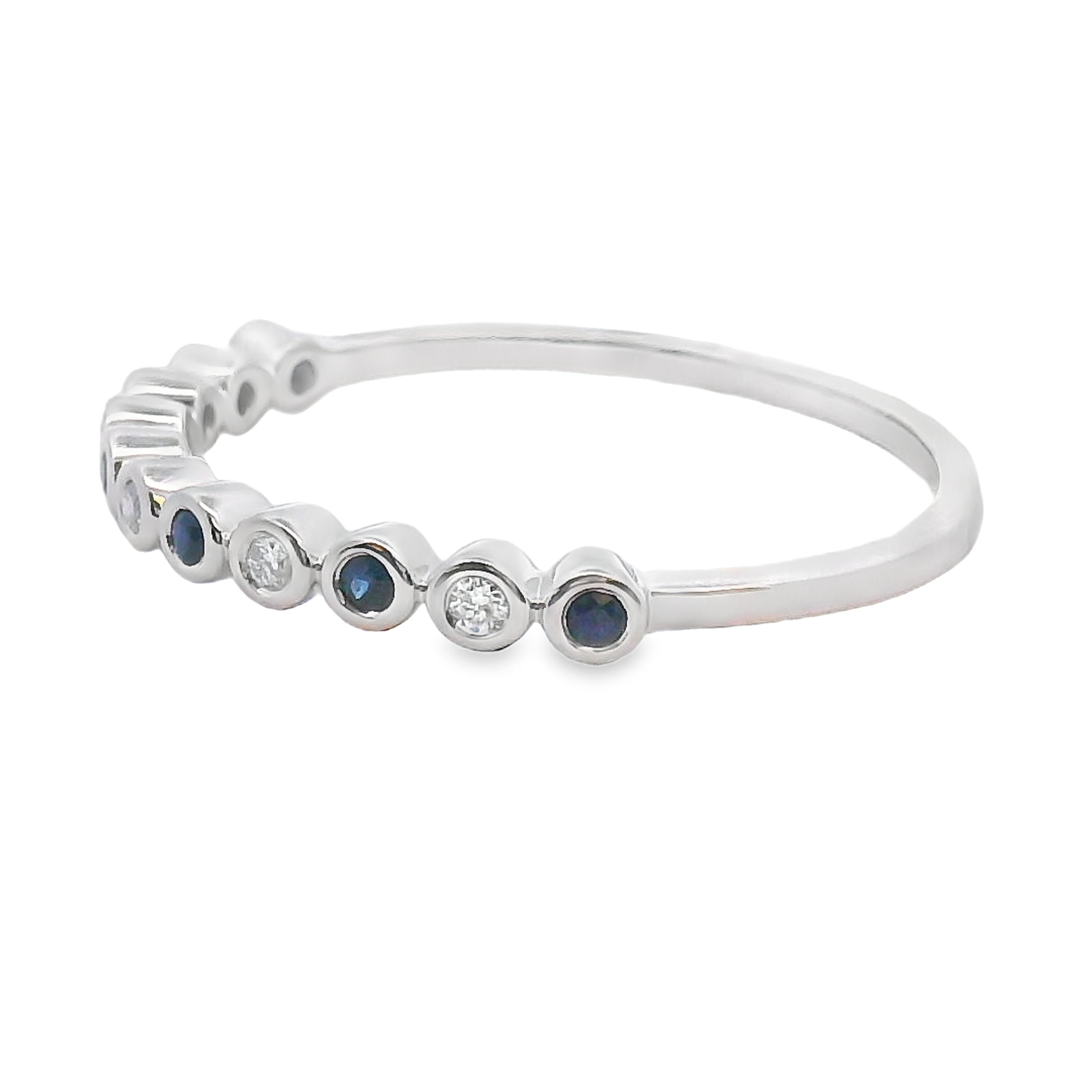 Sapphire Diamond stackable band set 14KT White Gold