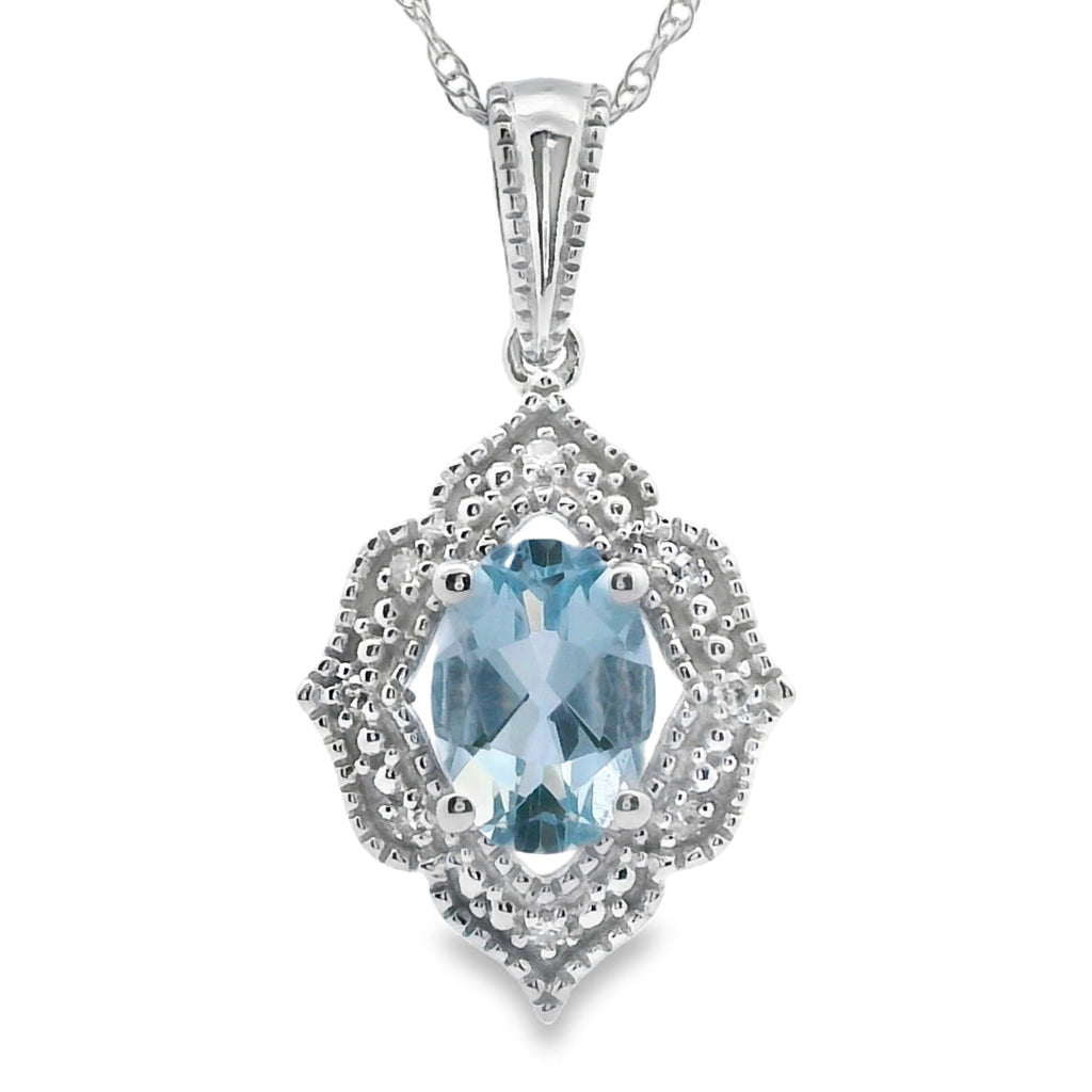 Aquamarine Diamond Fashion Pendants 10KT White Gold