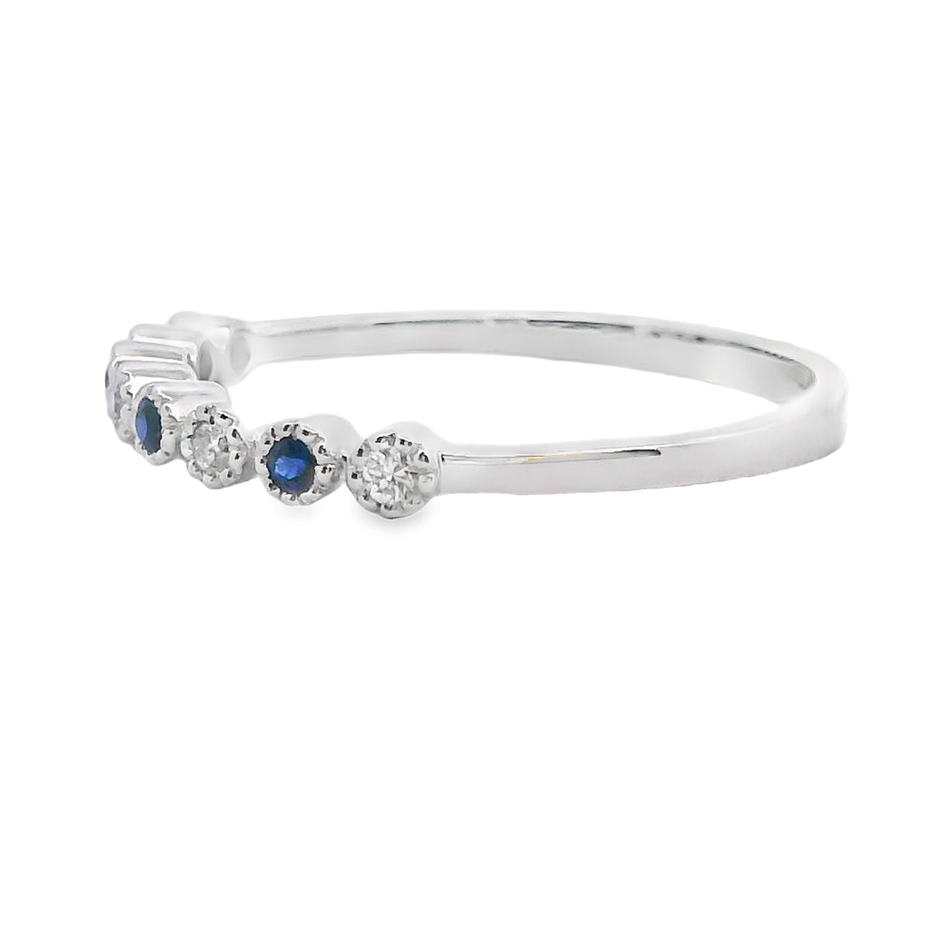 Sapphire Diamond stackable band set 14KT White Gold