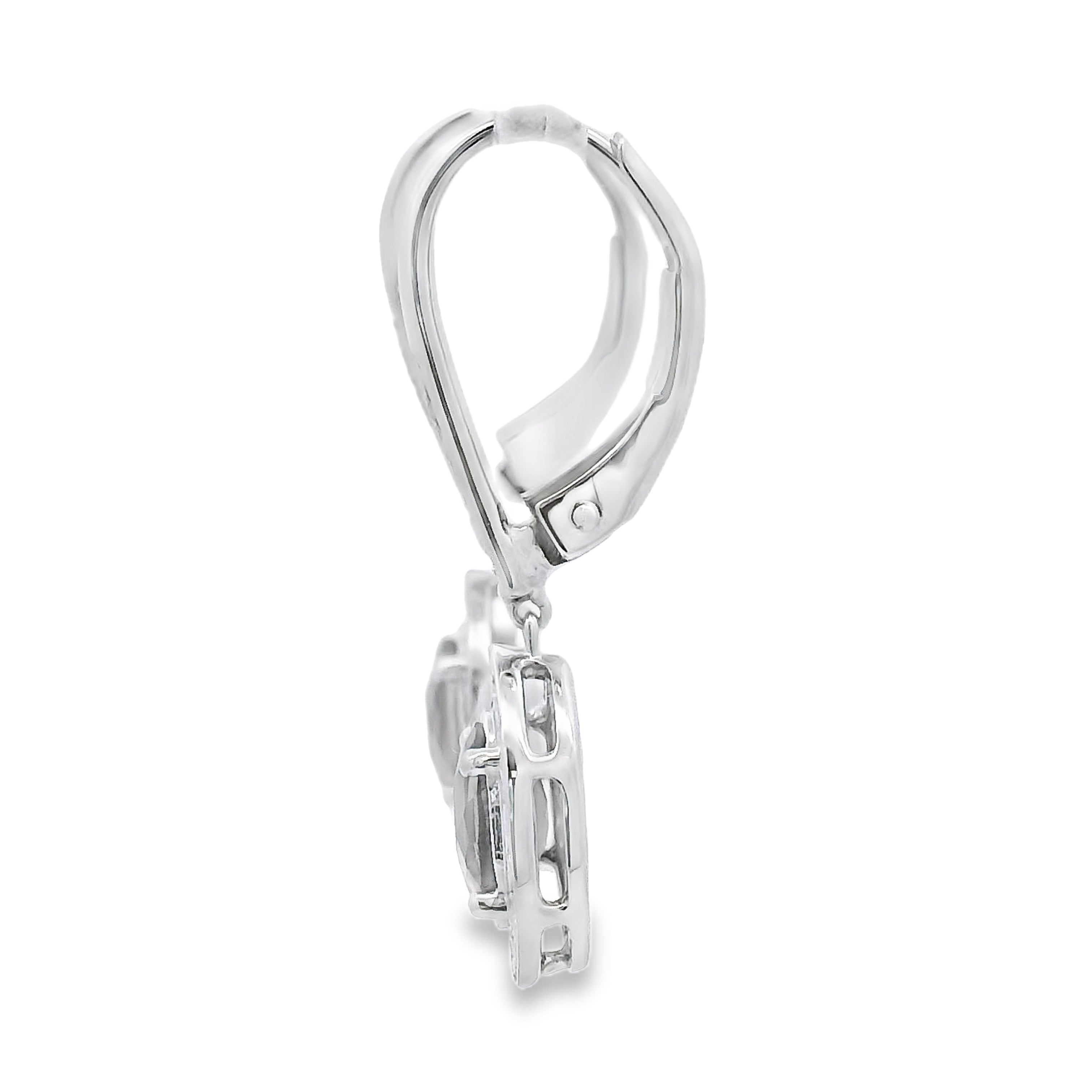 .81ct Quartz Diamond Dangle Earrings 10KT White Gold