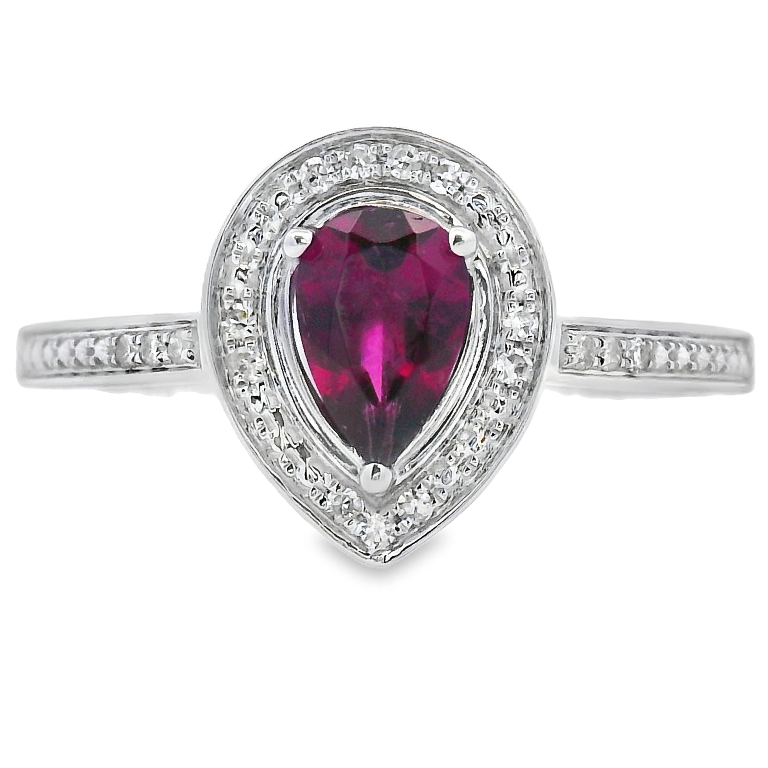 .56ct Garnet Diamond Ring 10KT White Gold