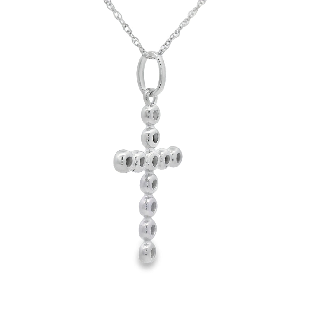 .15ct Diamond Cross Religious Pendant 14KT White Gold