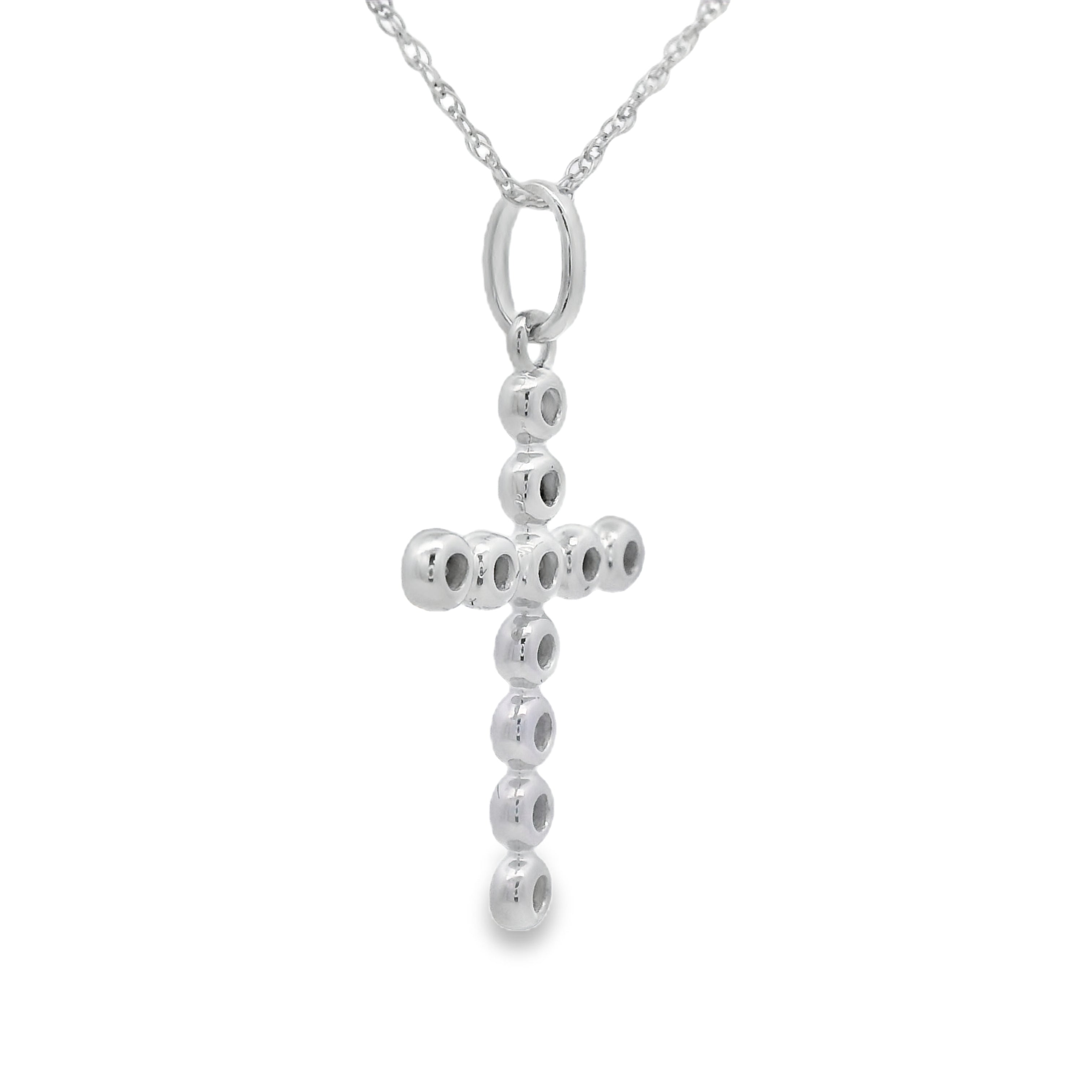.15ct Diamond Cross Religious Pendant 14KT White Gold