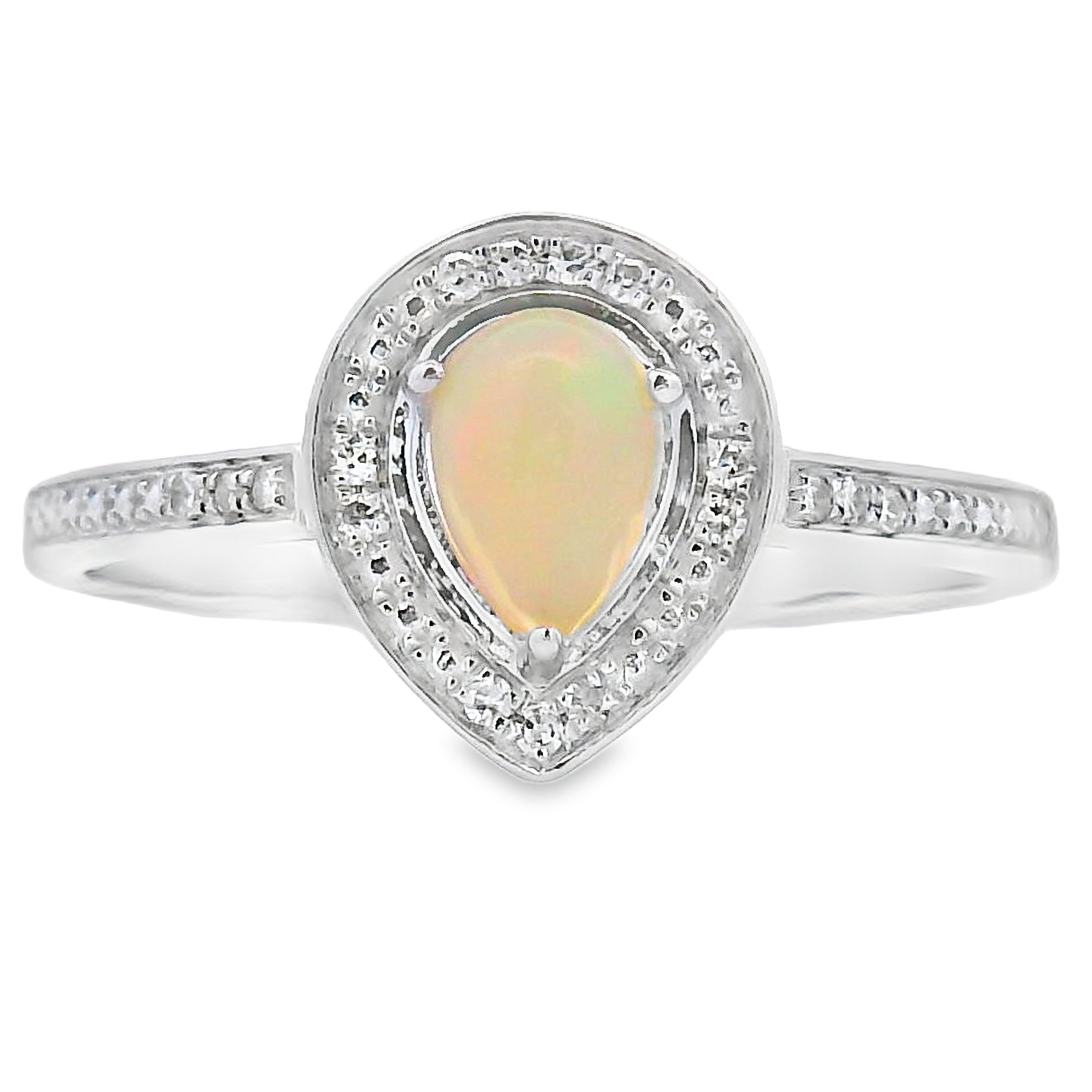.30ct Opal Diamond Ring 10KT White Gold