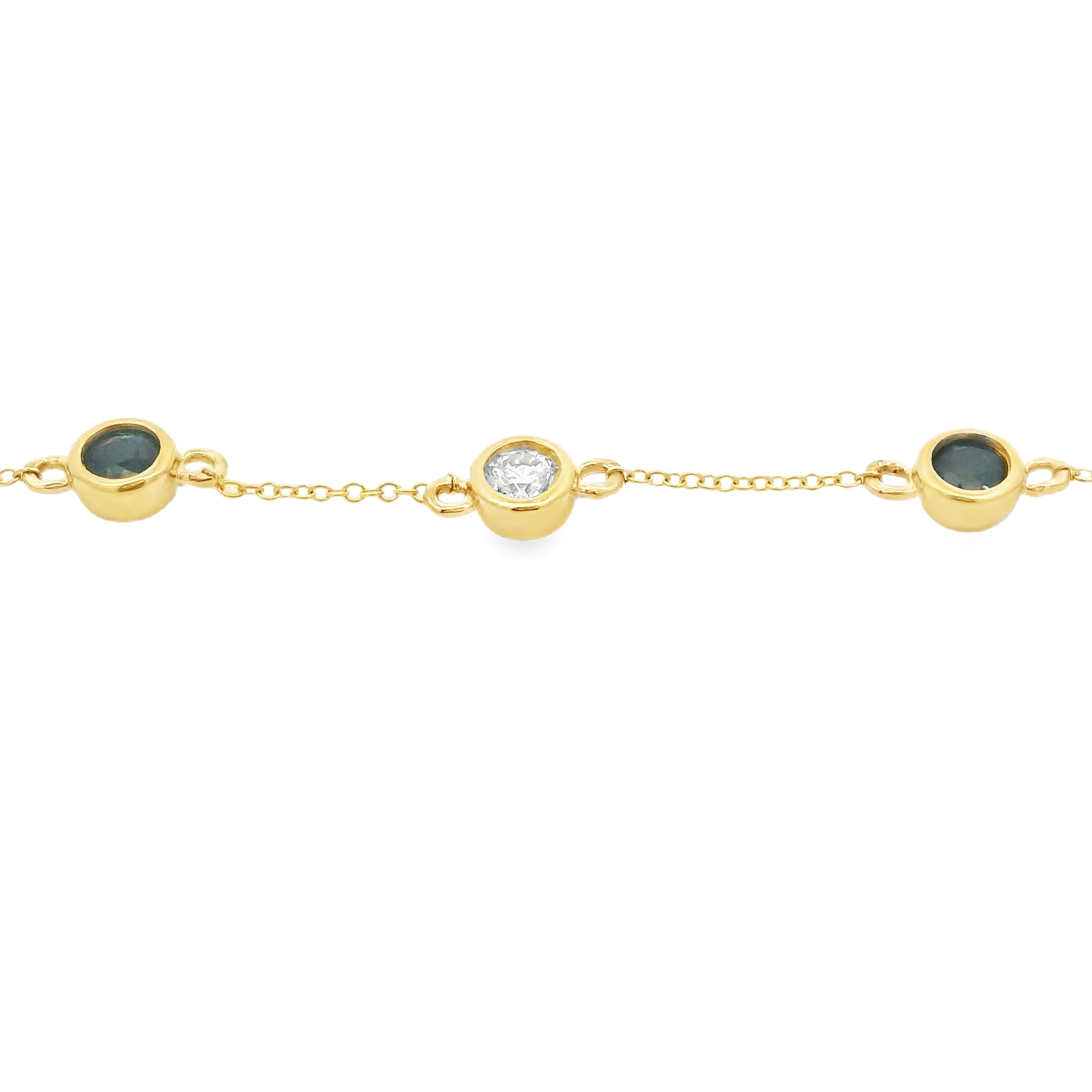 .74ct Sapphire Diamond Bracelet 14KT Yellow Gold