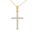 .13ct Diamond Cross Religious Pendant 14KT Yellow Gold