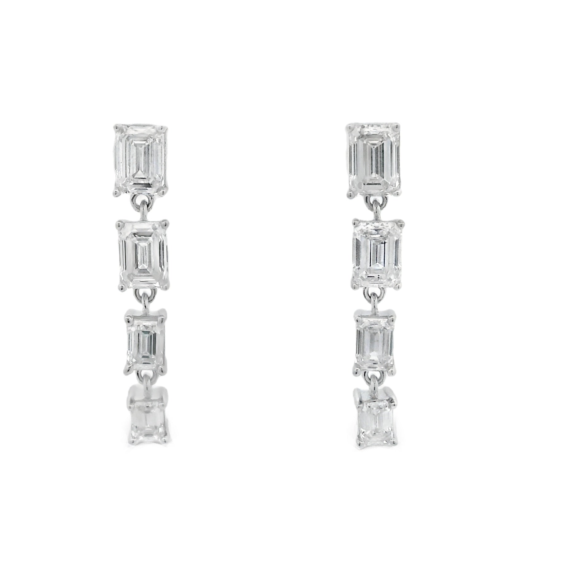 Lab Grown Diamond Dangle Earrings 14KT White Gold