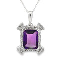 Amethyst Diamond Fashion Pendants 10KT White Gold
