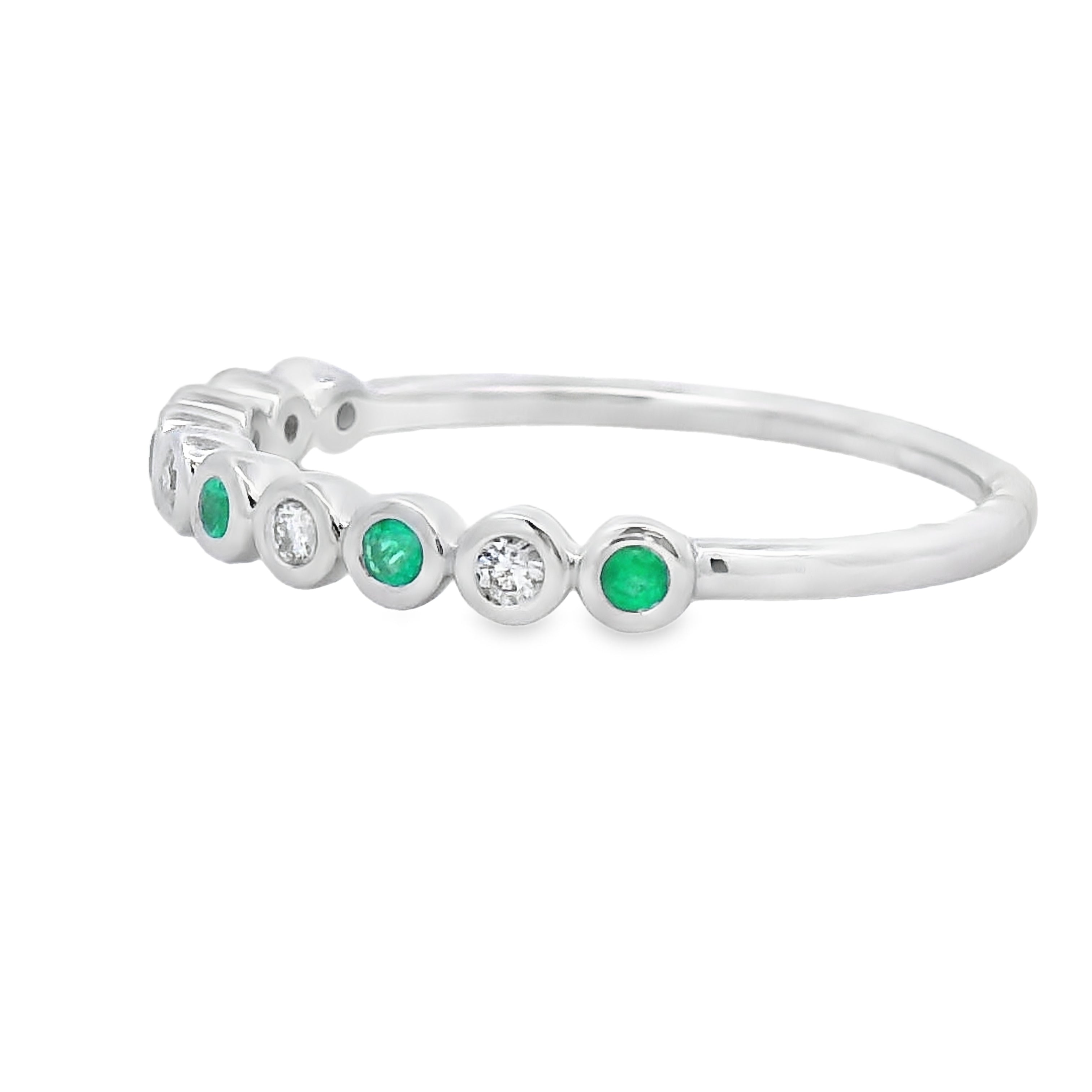 Emerald Diamond stackable band set 14KT White Gold