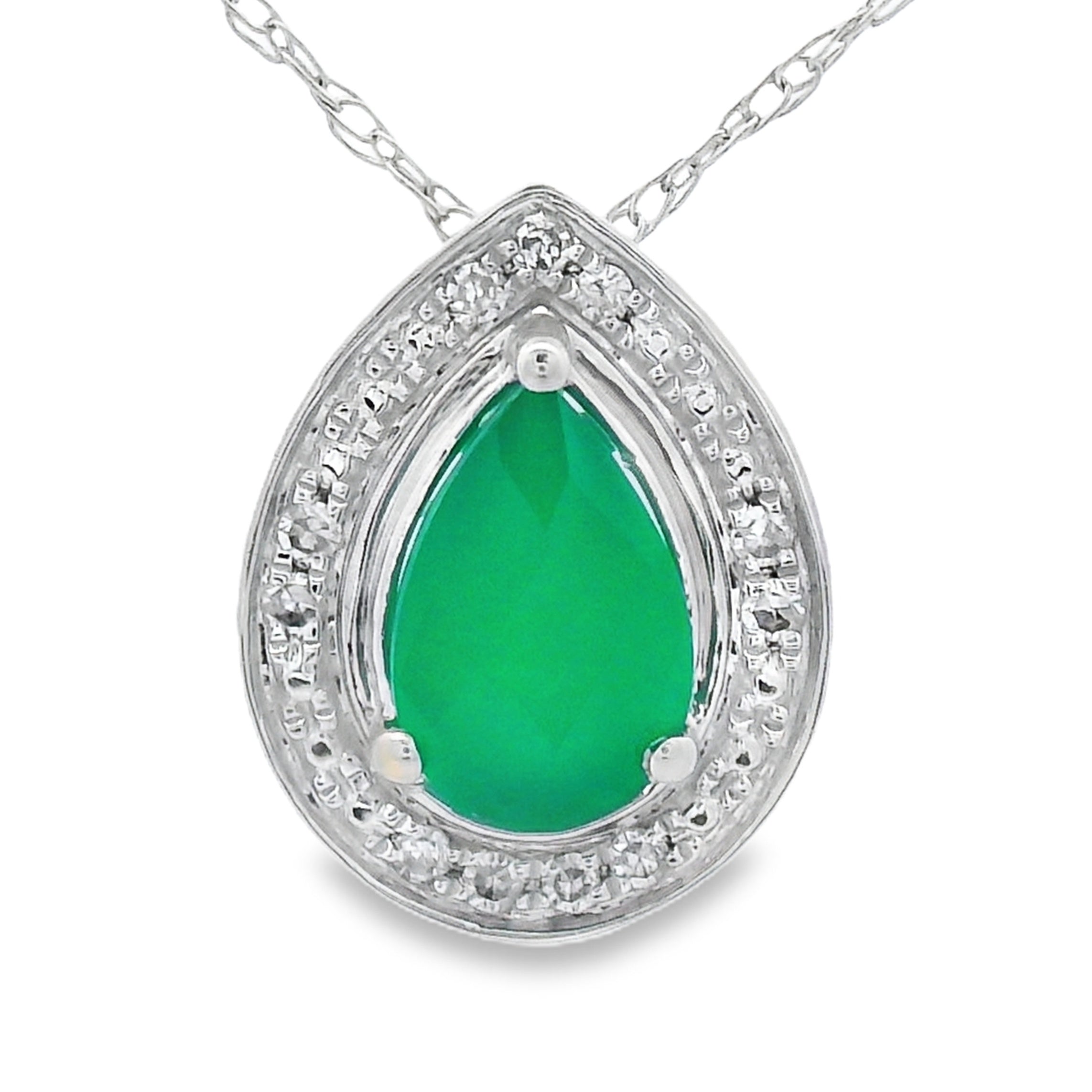 Chalcedony Diamond Fashion Pendants 10KT White Gold