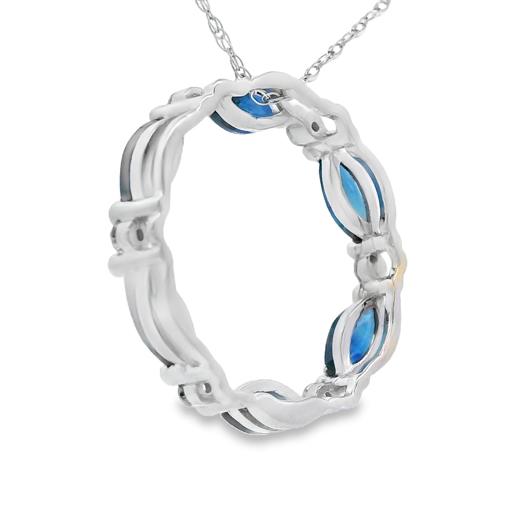 Sapphire Diamond Circle of Love Pendant 10KT White Gold