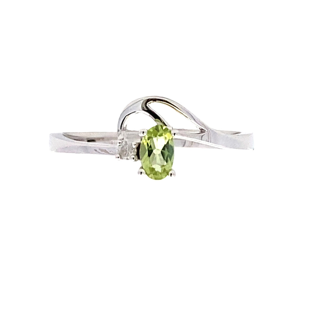 .02ct Peridot Diamond Ring 10KT White Gold