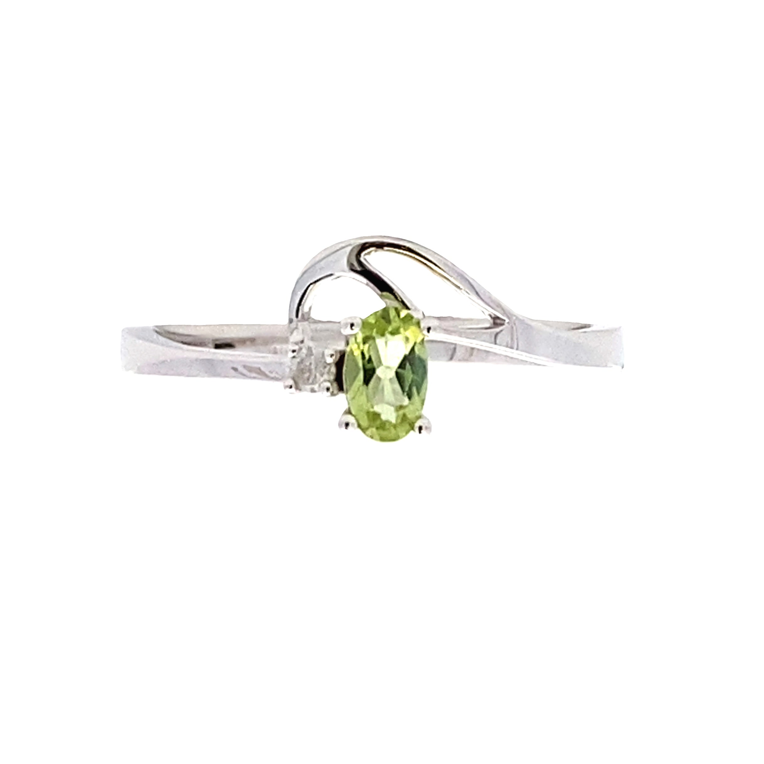.02ct Peridot Diamond Ring 10KT White Gold