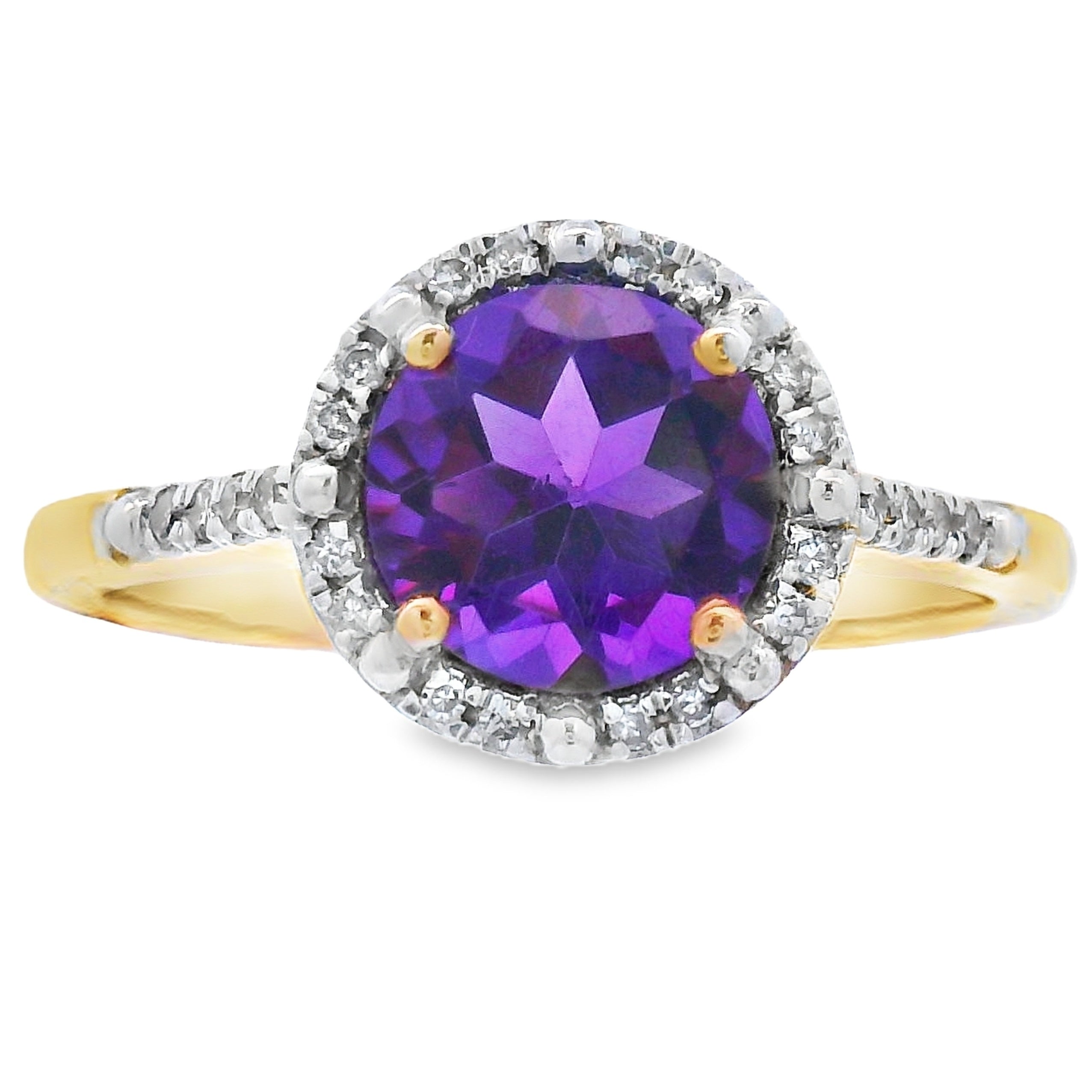 1.35ct Amethyst Diamond Ring 10KT Yellow Gold