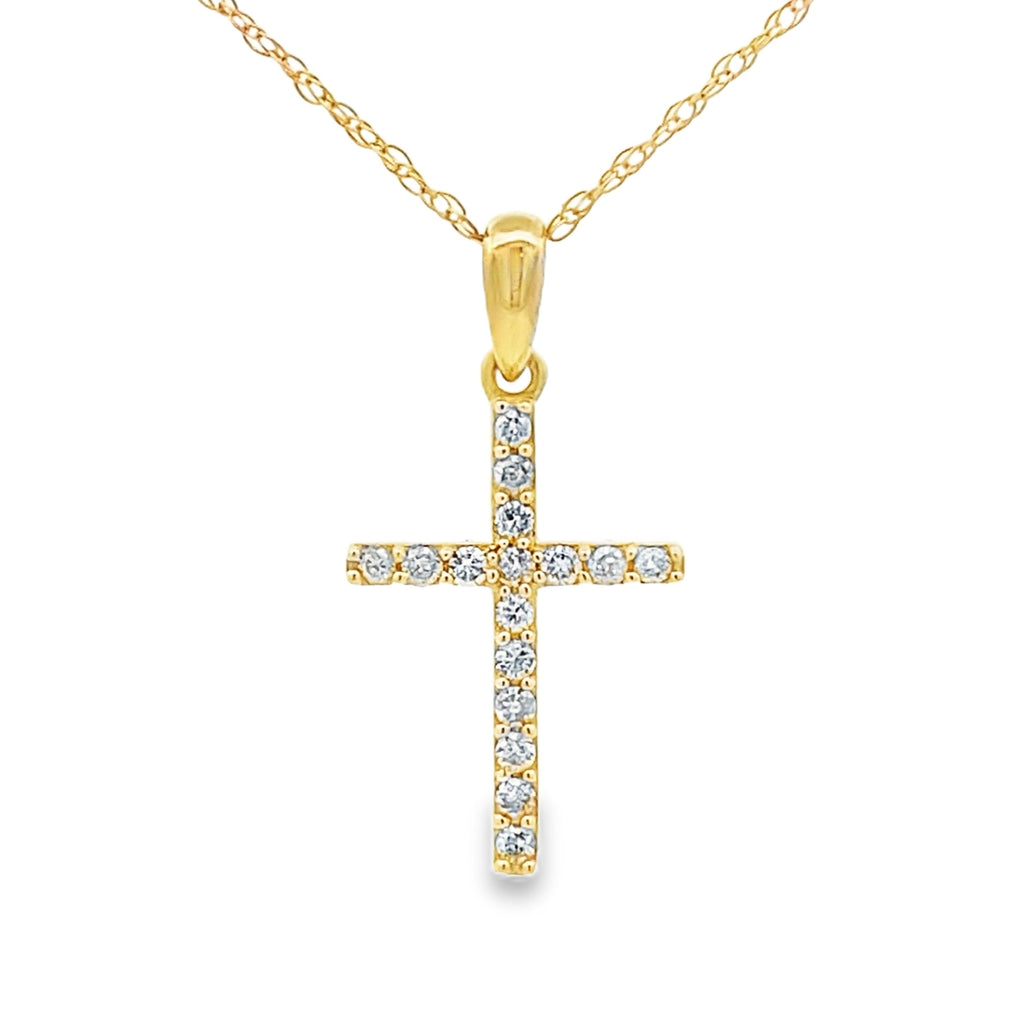 .11ct Diamond Cross Religious Pendant 14KT Yellow Gold