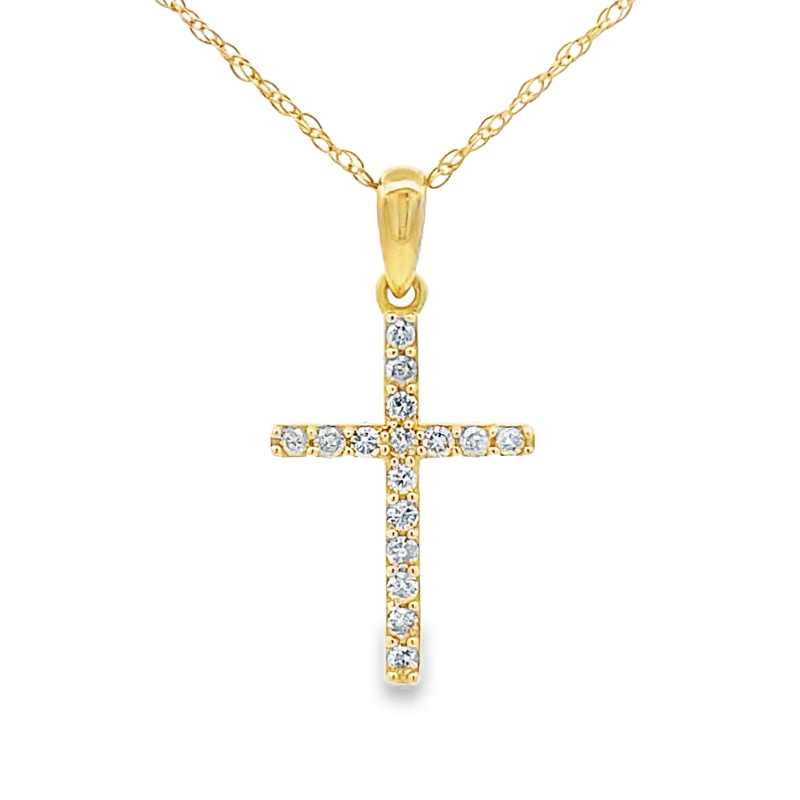 .11ct Diamond Cross Religious Pendant 14KT Yellow Gold