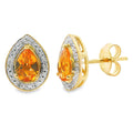 .89ct Citrine Diamond Dangle Earrings 10KT Yellow Gold