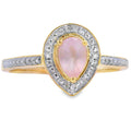 .44ct Rose Quartz Diamond Ring 10KT Yellow Gold