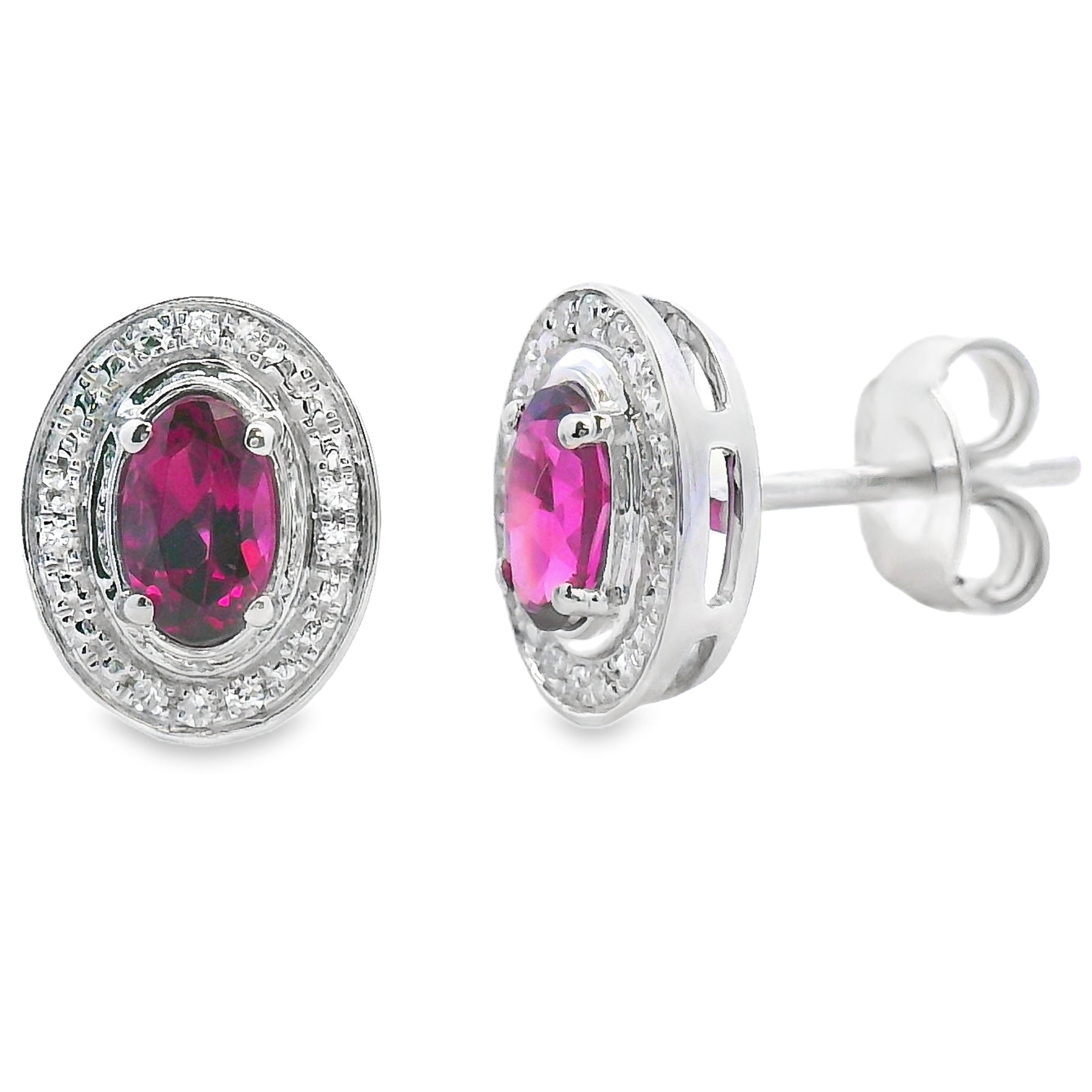 .67ct Garnet Diamond Earrings 10KT White Gold