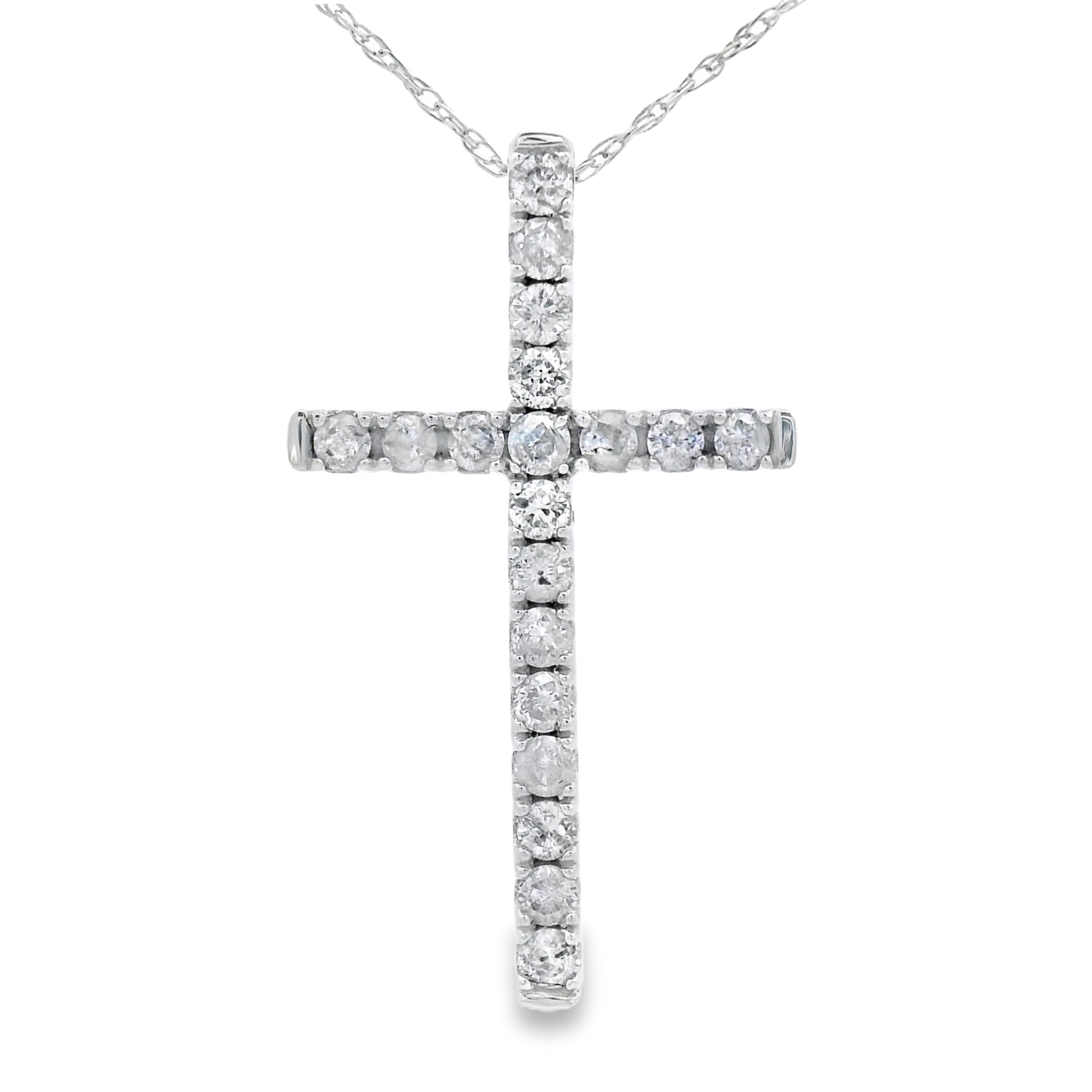 .33ct Diamond Cross Religious Pendant 14KT White Gold