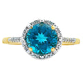1.35ct London Blue Topaz Diamond Ring 10KT Yellow Gold