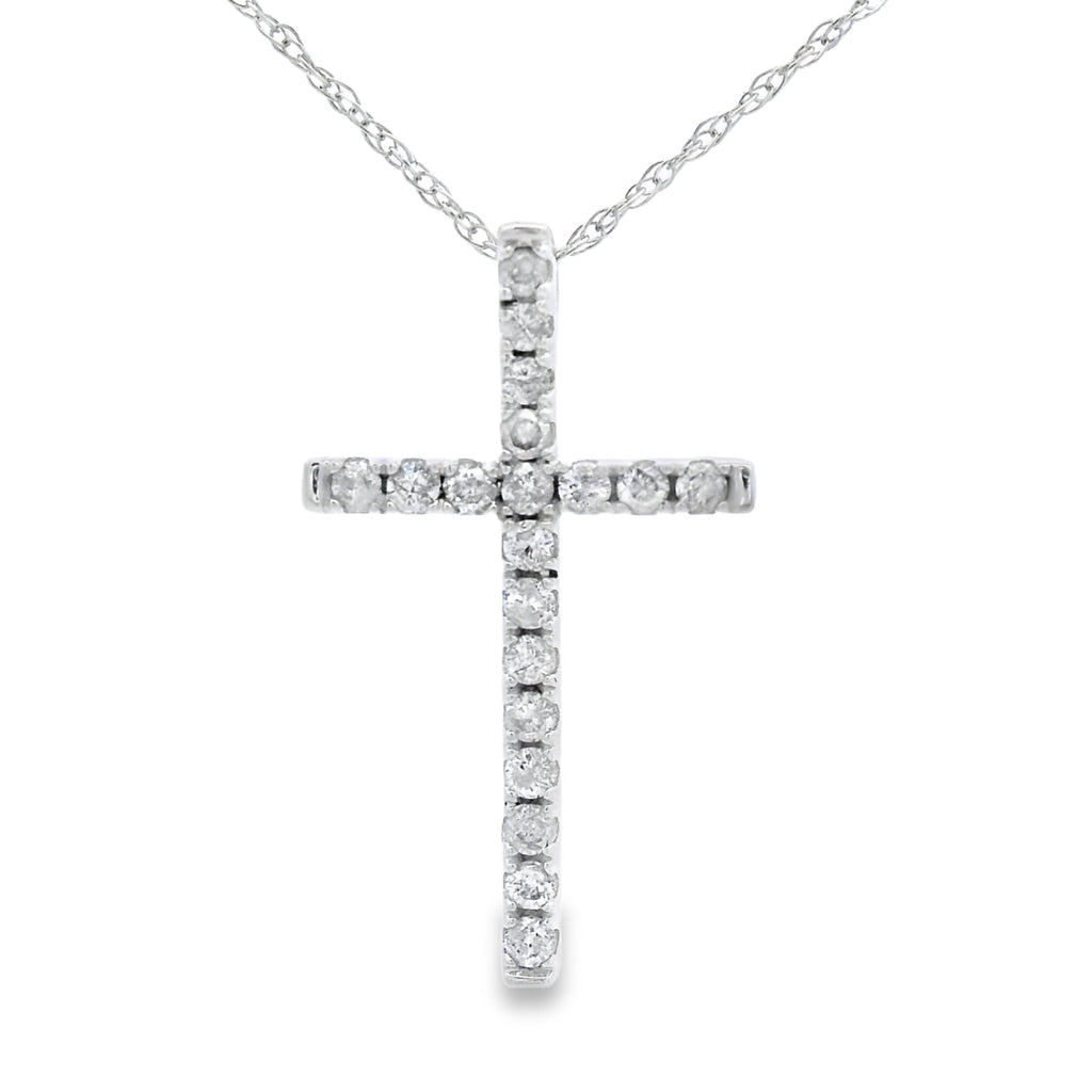 .19ct Diamond Cross Religious Pendant 14KT White Gold