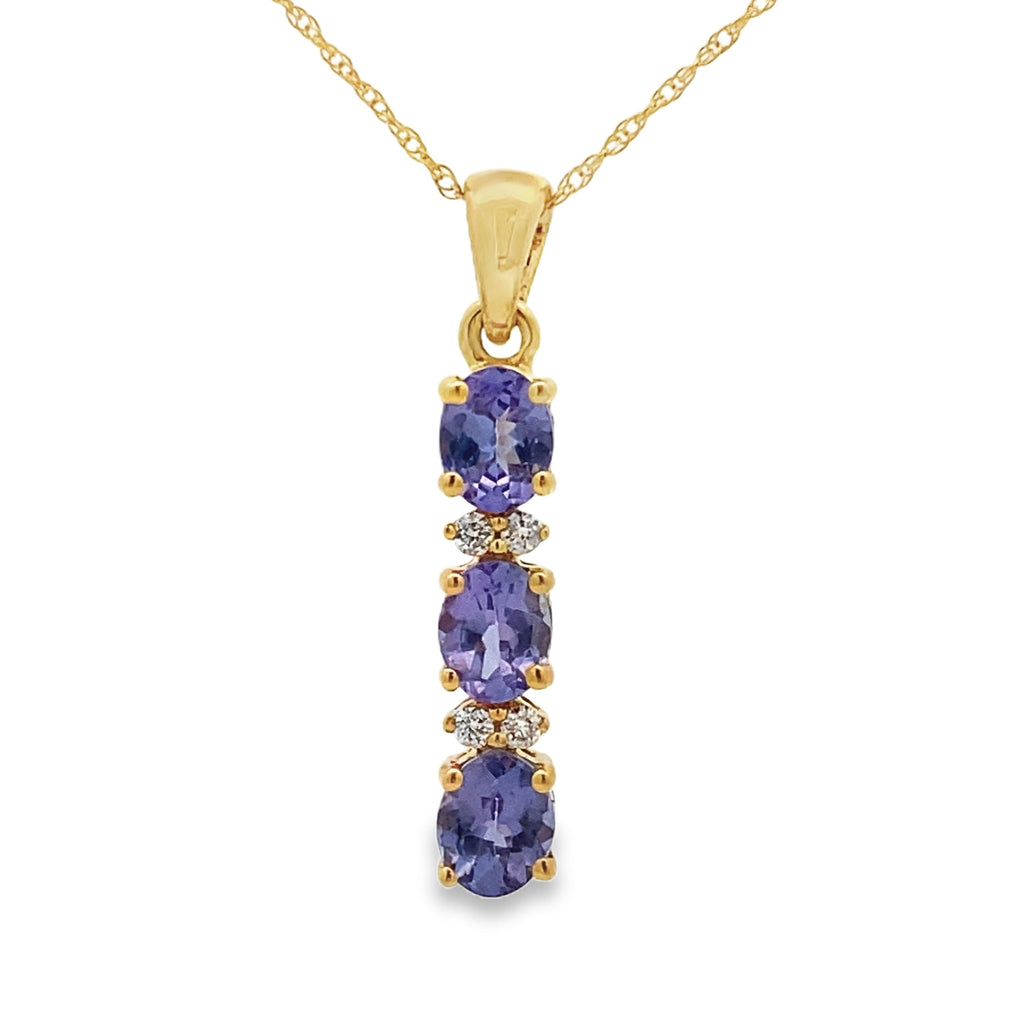 Tanzanite Diamond Fashion Pendants 10KT Yellow Gold