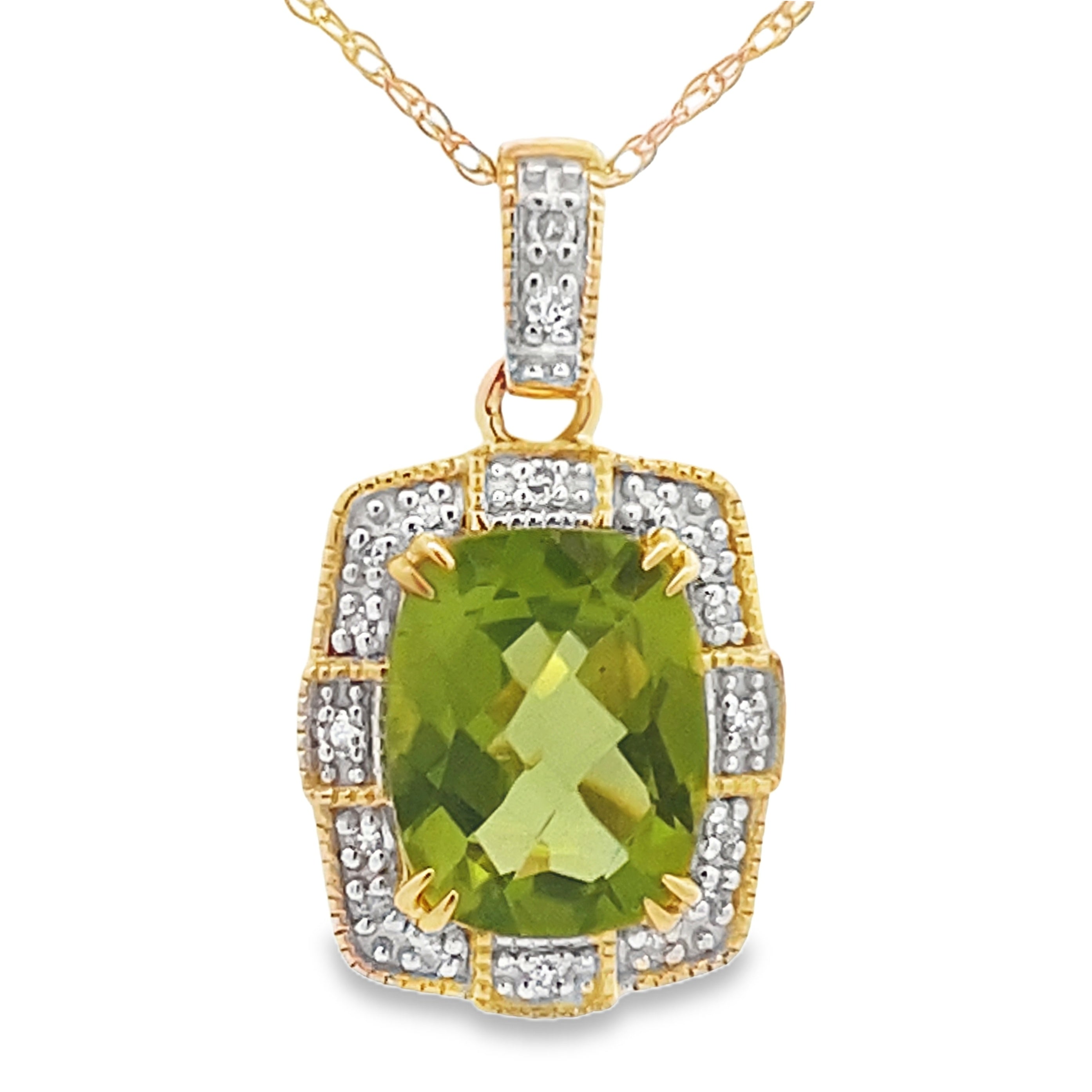 Peridot Diamond Fashion Pendants 10KT Yellow Gold