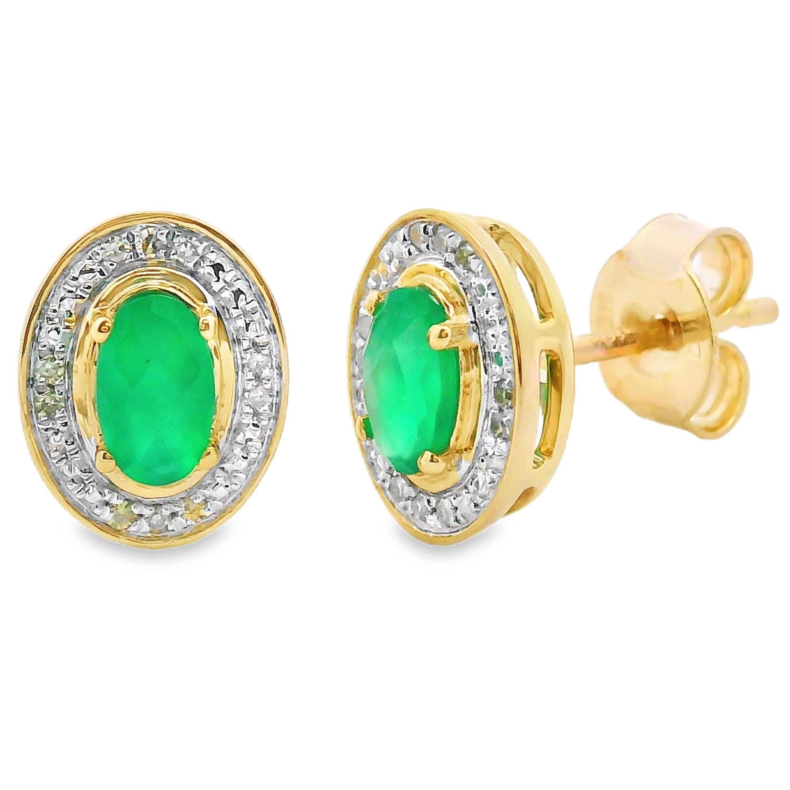 .54ct Chalcedony Diamond Earrings 10KT Yellow Gold