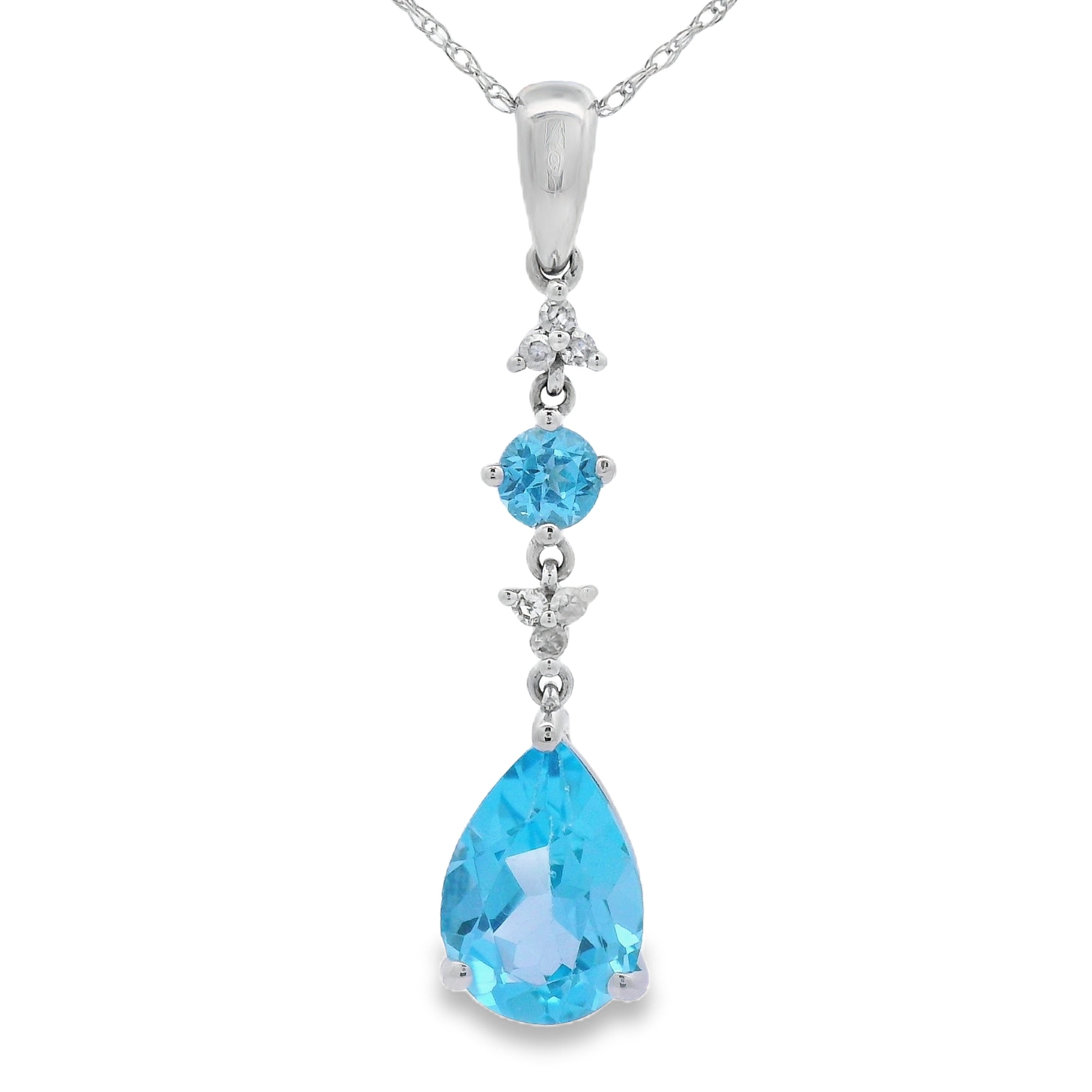 Blue Topaz Diamond Fashion Pendants 10KT White Gold
