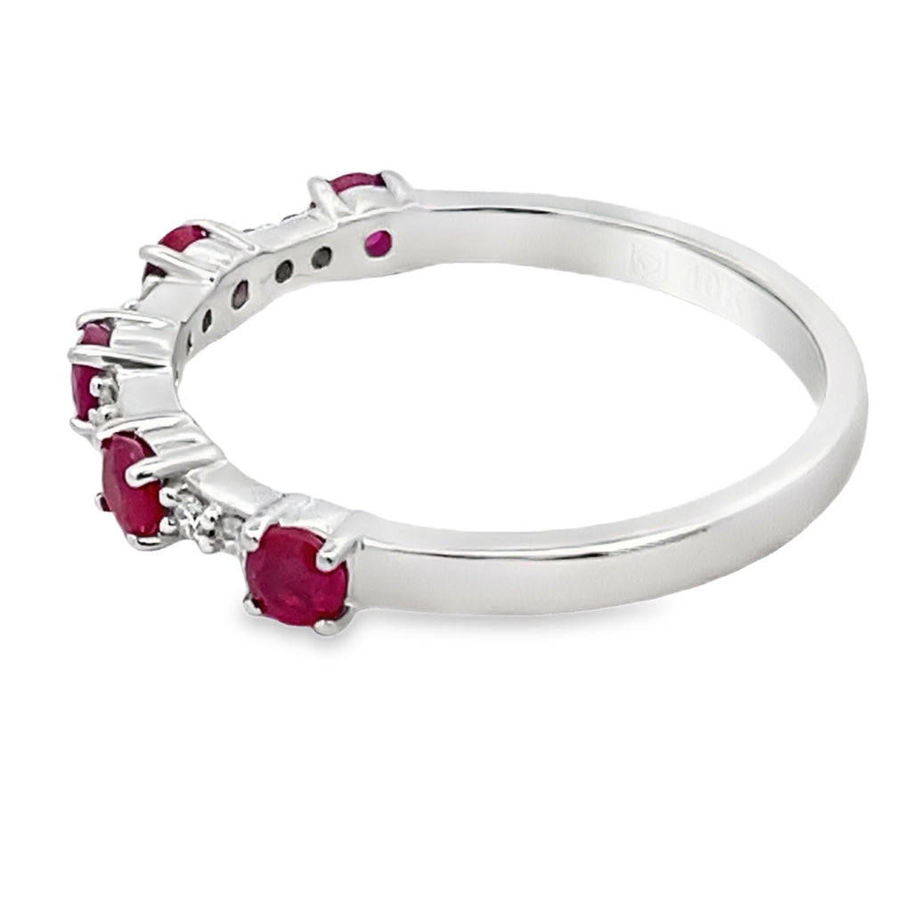 .70ct Ruby Diamond Wedding Band Ring 10KT White Gold