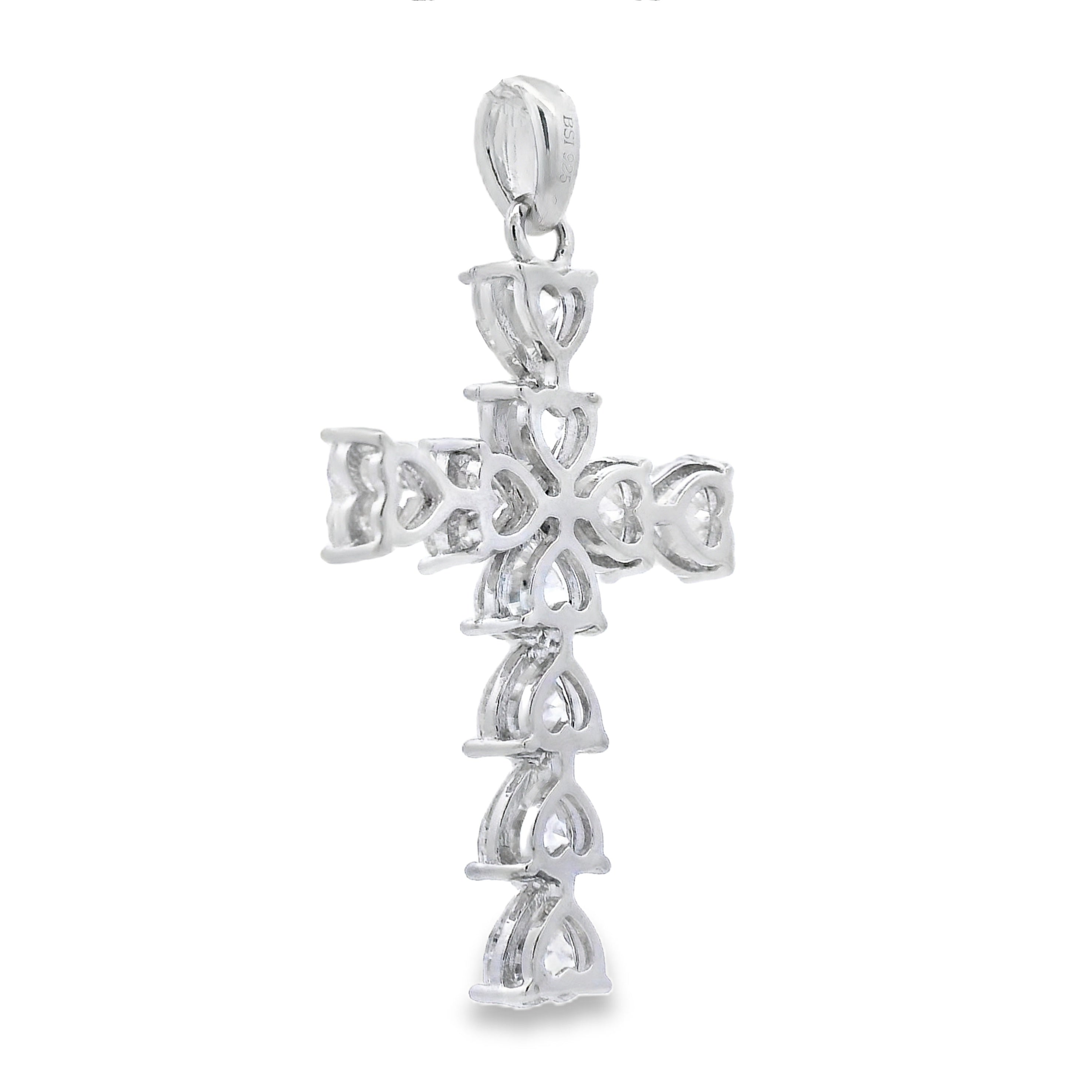 Moissanite Cross Religious Pendant Sterling Silver