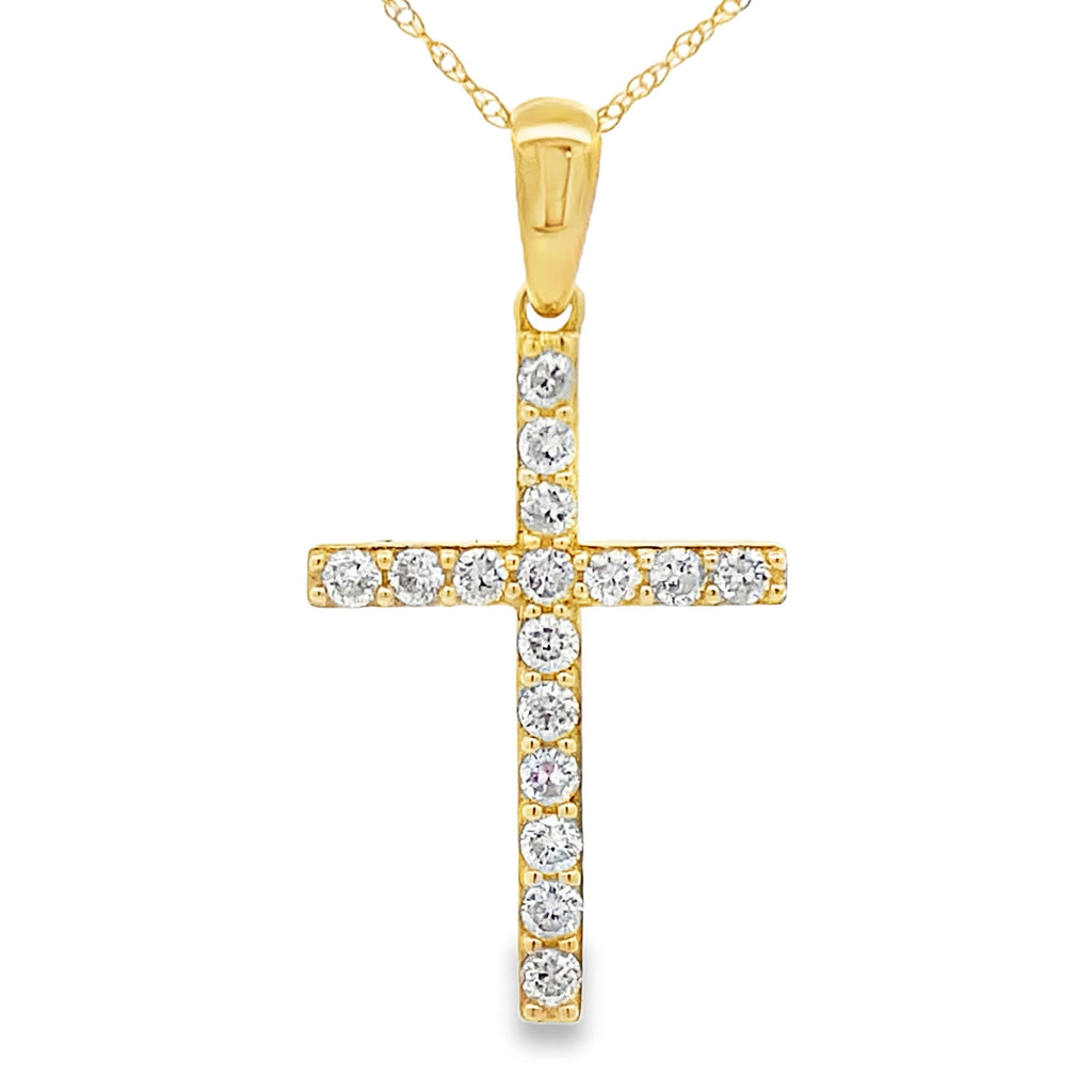.45ct Diamond Cross Religious Pendant 14KT Yellow Gold