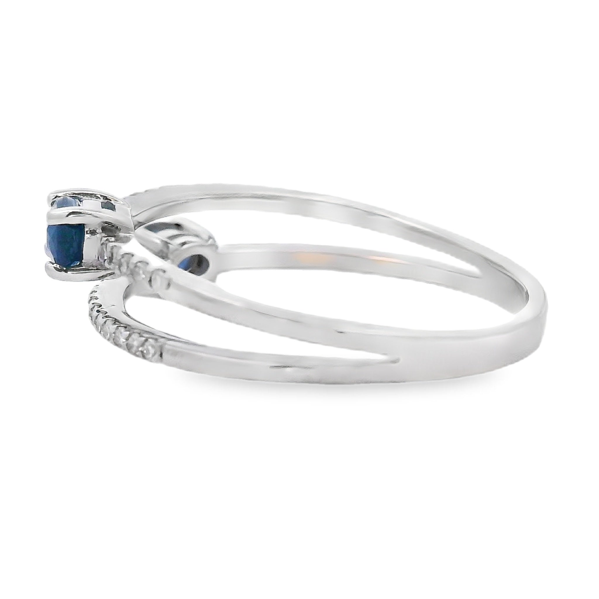 Natural .61ct Sapphire Diamond Ring 14KT White Gold