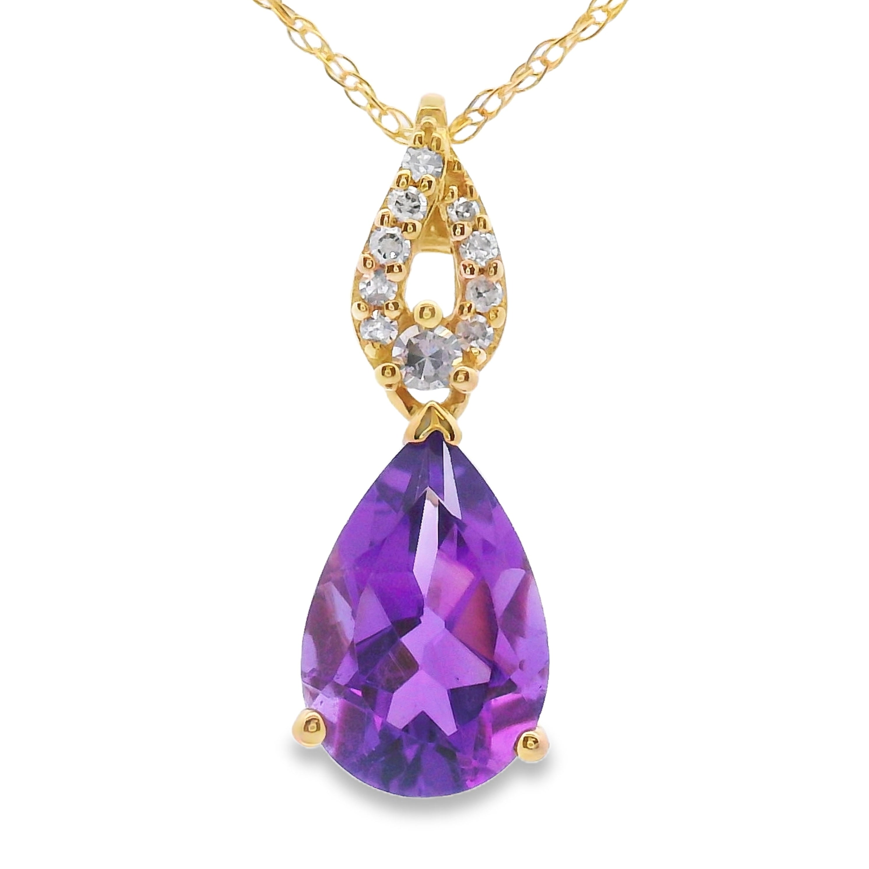 Amethyst Diamond Fashion Pendants 10KT Yellow Gold