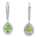 .96ct Peridot Diamond Dangle Earrings 10KT White Gold