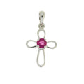 .22ct Ruby Cross Religious Pendant 10KT White Gold