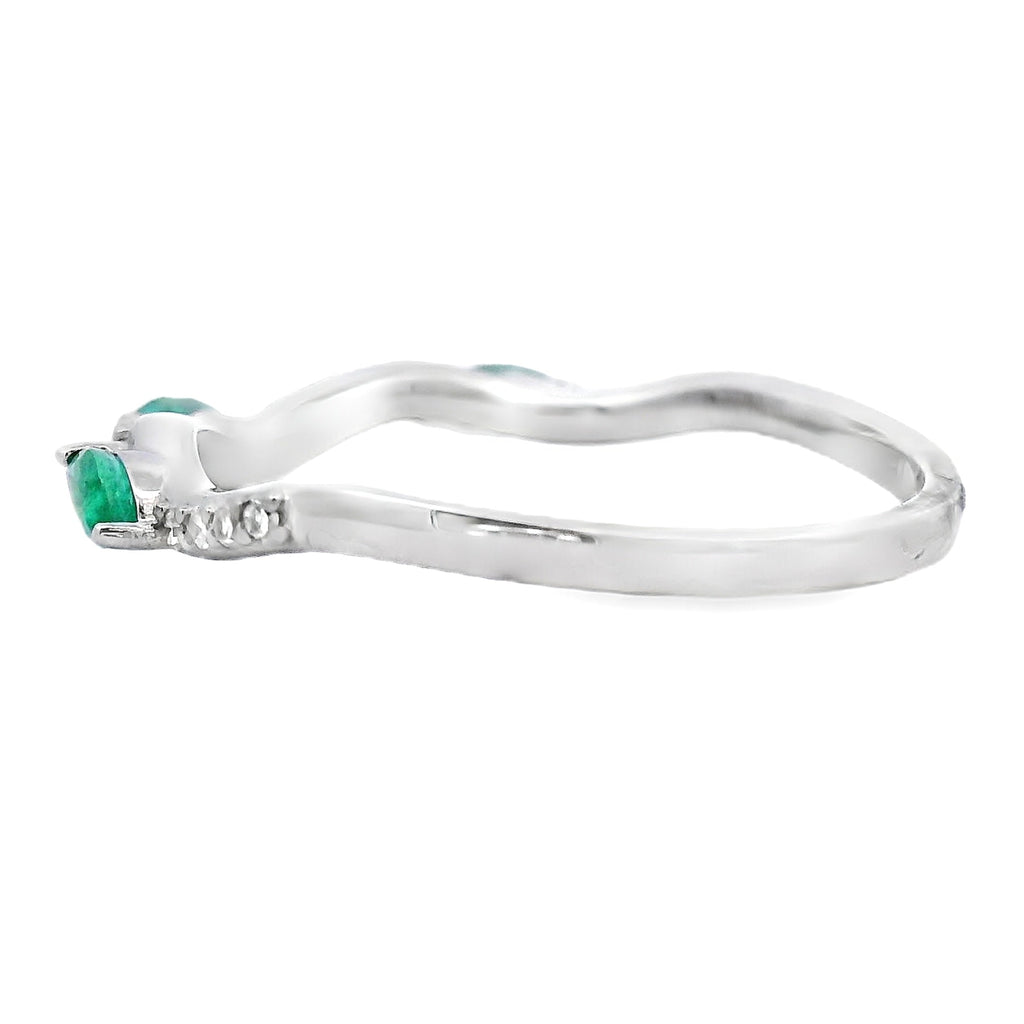 Emerald Diamond stackable band set 14KT White Gold