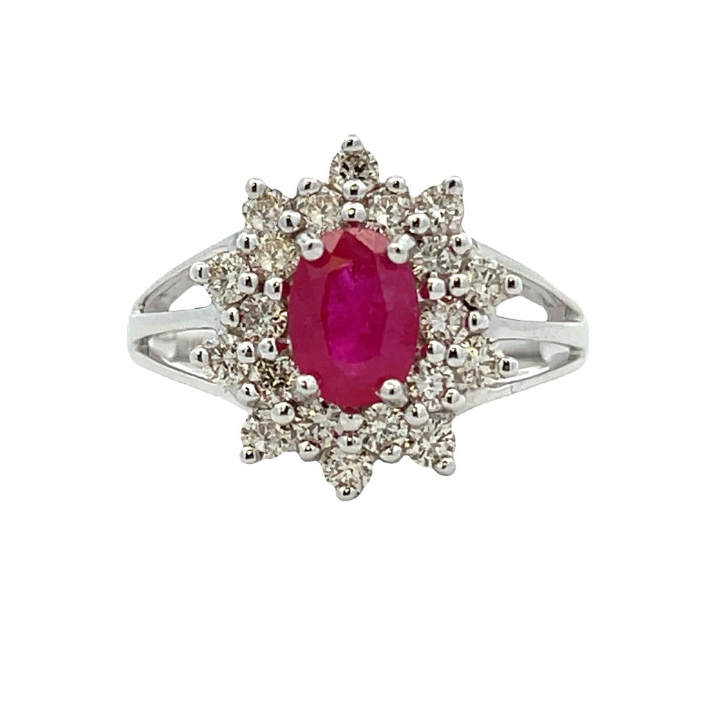 1.65ct Ruby Diamond Ring 14KT White Gold
