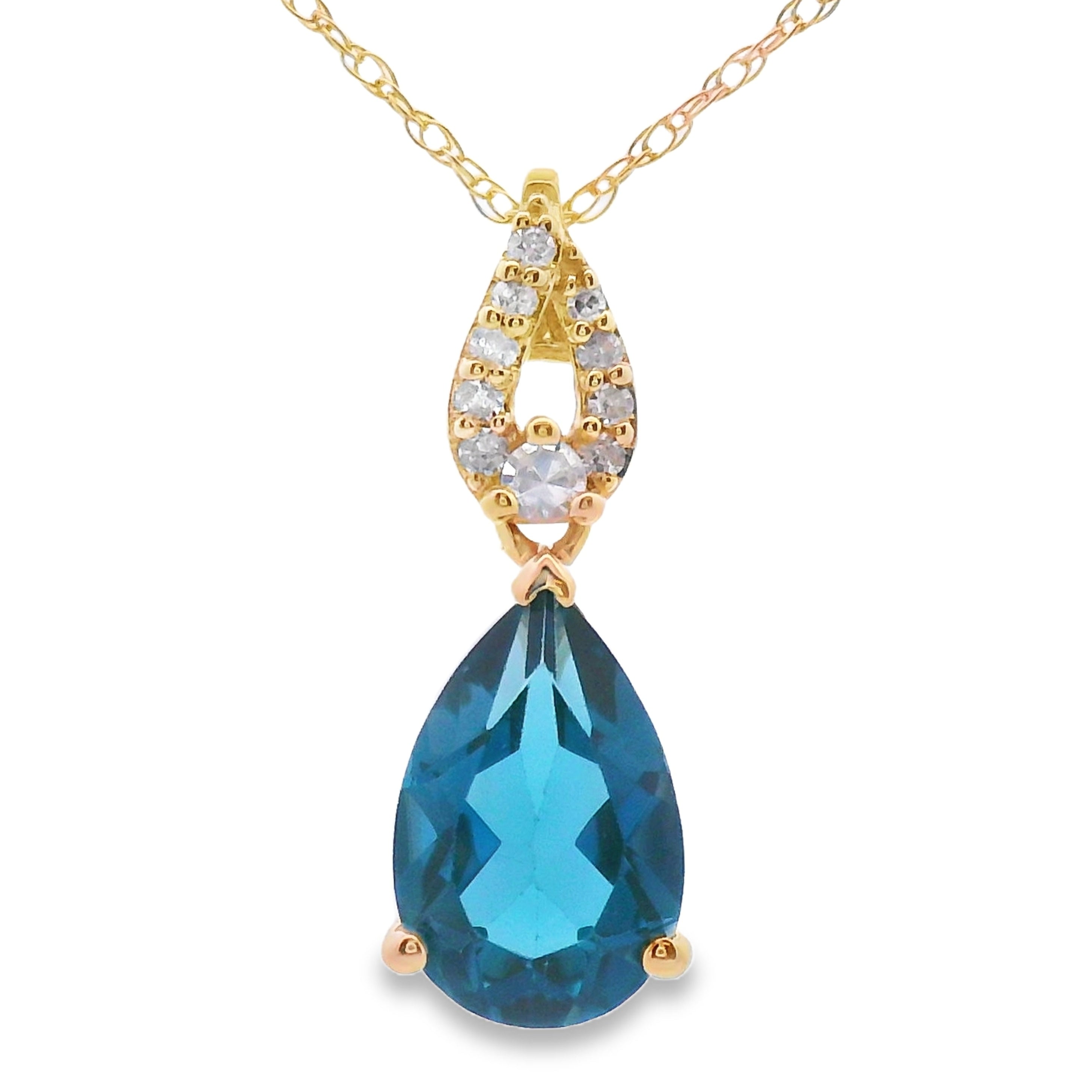 London Blue Topaz Fashion Pendants 10KT Yellow Gold