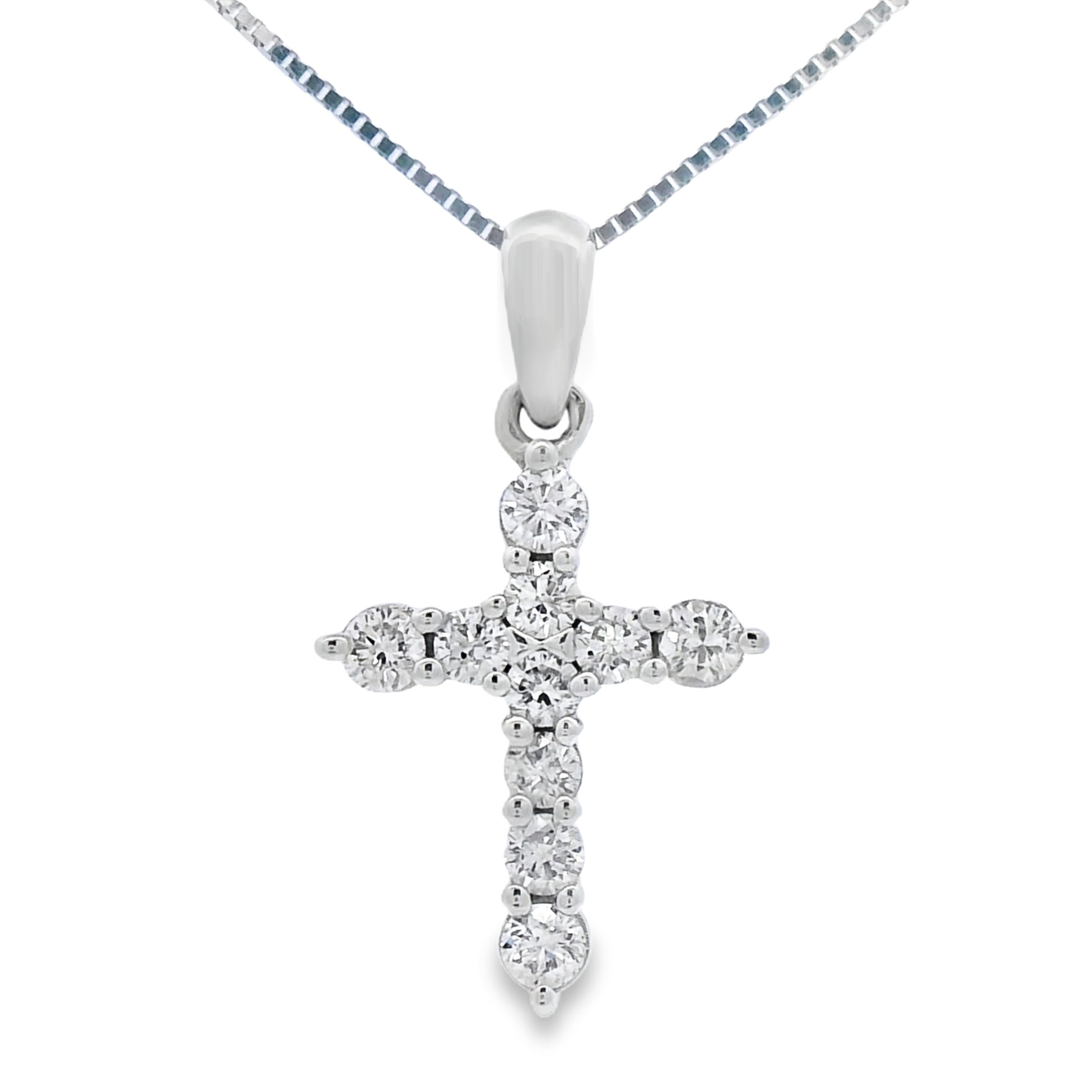 .23ct Diamond Cross Religious Pendant 14KT White Gold