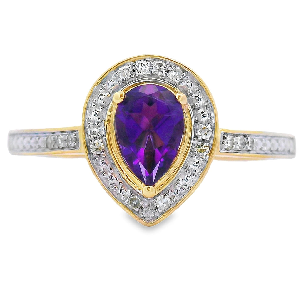 .42ct Amethyst Diamond Ring 10KT Yellow Gold