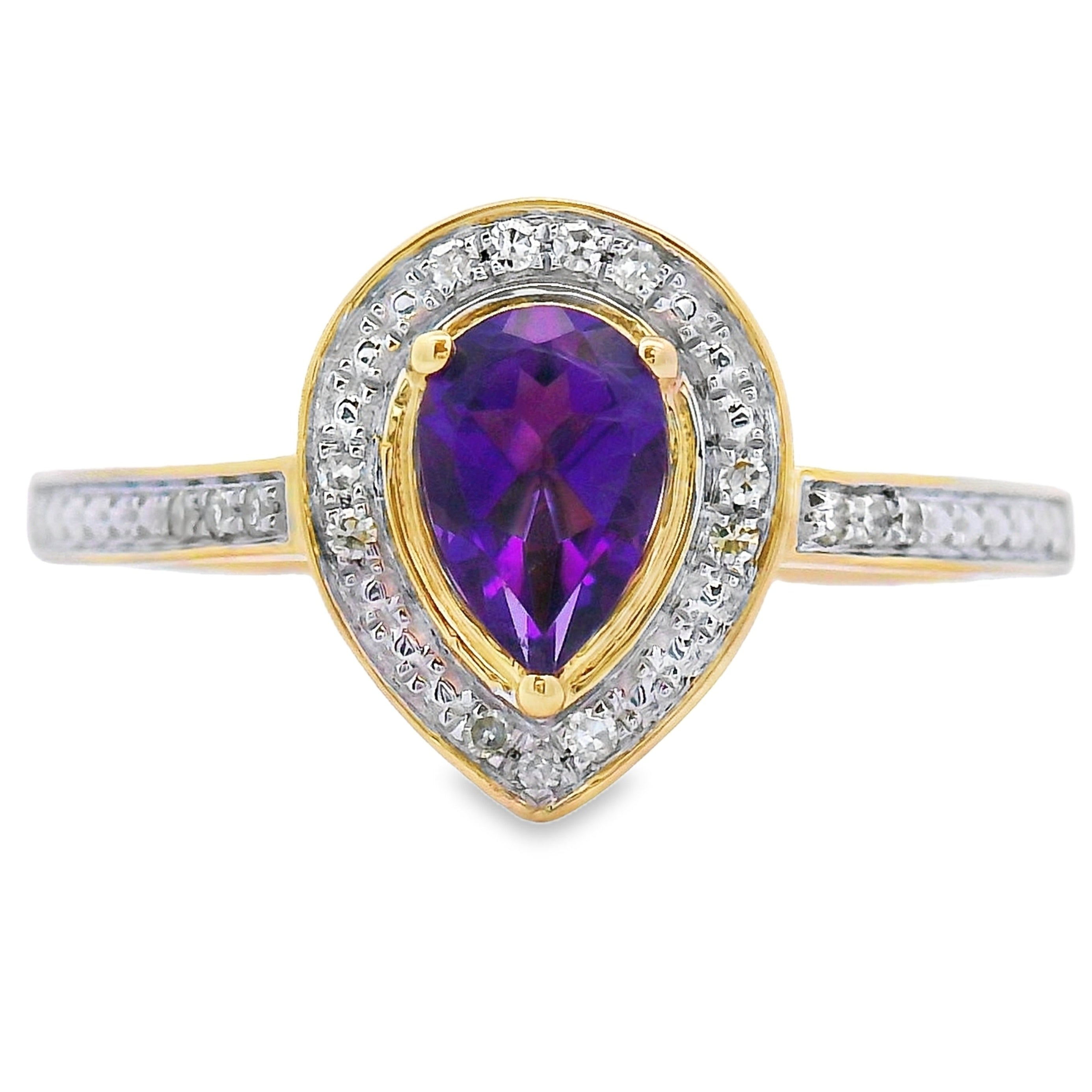 .42ct Amethyst Diamond Ring 10KT Yellow Gold