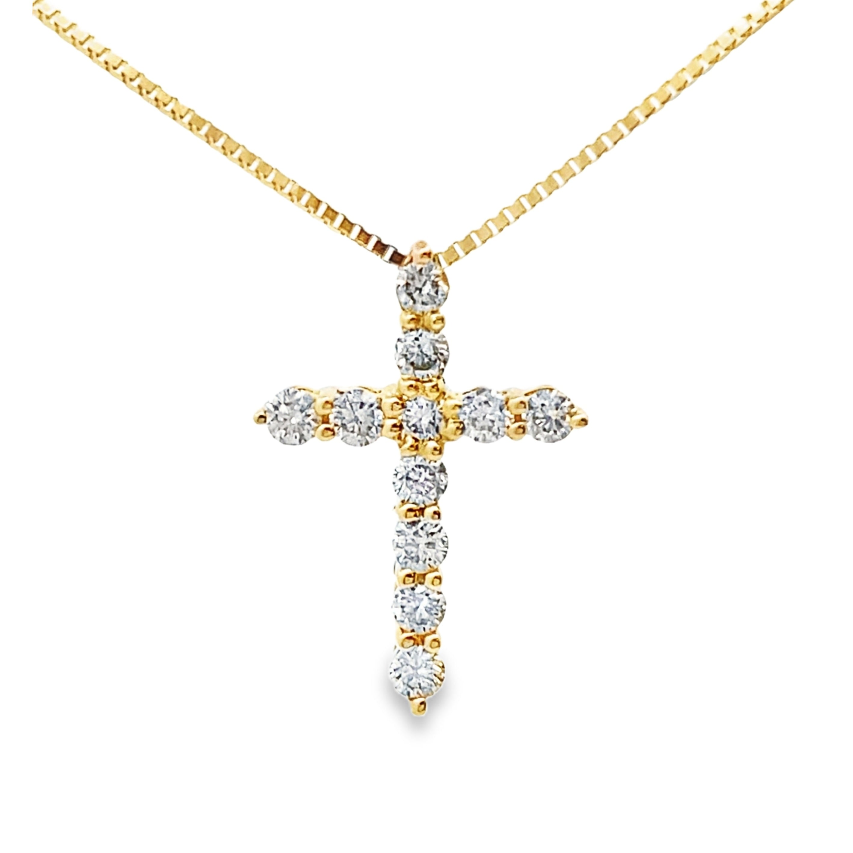.15ct Diamond Cross Religious Pendant 14KT Yellow Gold