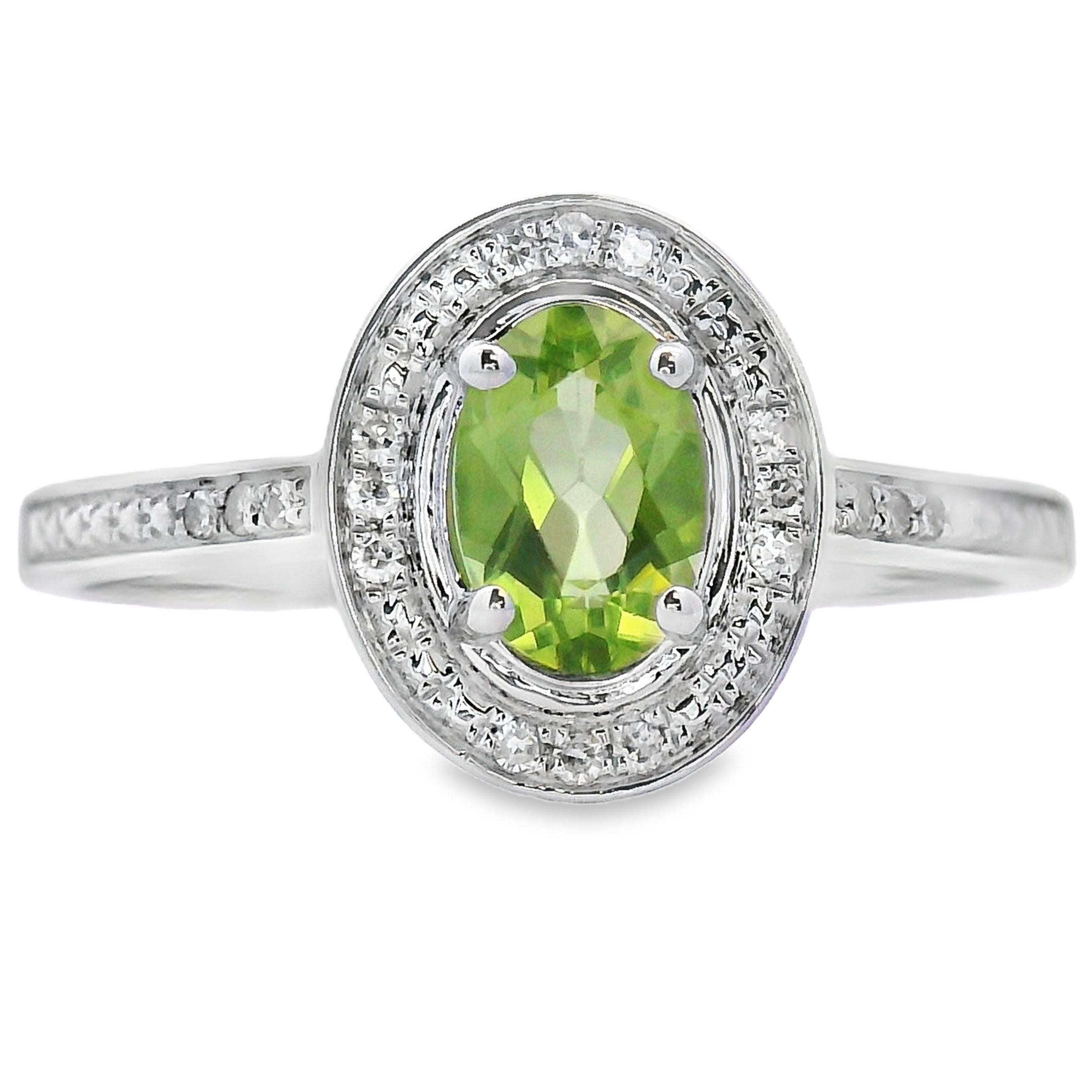 .54ct Peridot Diamond Ring 10KT White Gold