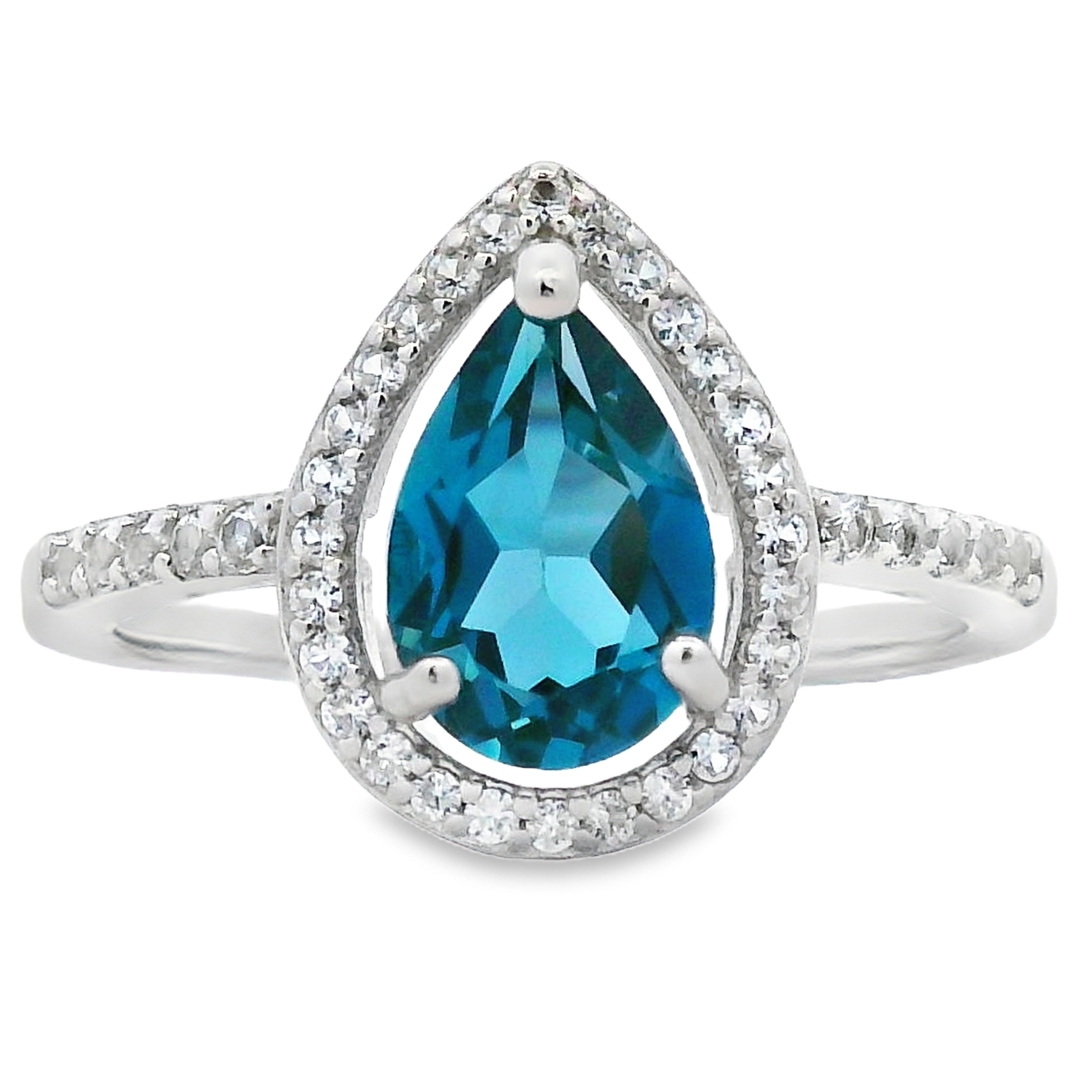 London Blue Topaz Created Sapphire Ring Sterling Silver