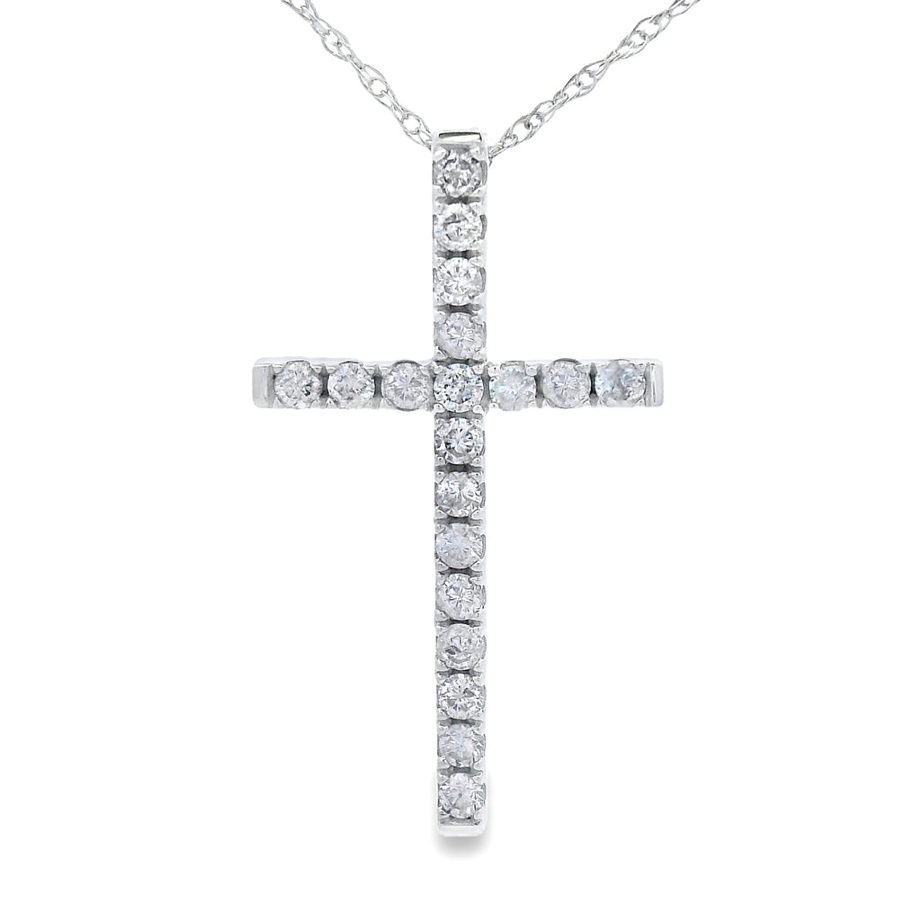 .24ct Diamond Cross Religious Pendant 14KT White Gold