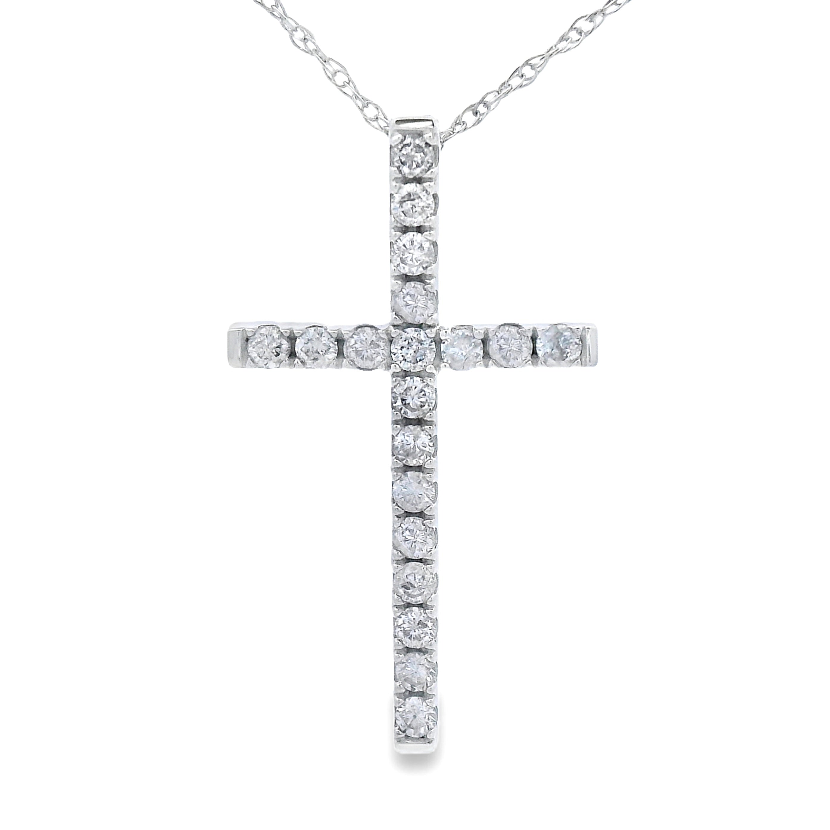 .24ct Diamond Cross Religious Pendant 14KT White Gold