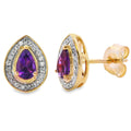 .47ct Amethyst Diamond Stud Earrings 10KT Yellow Gold